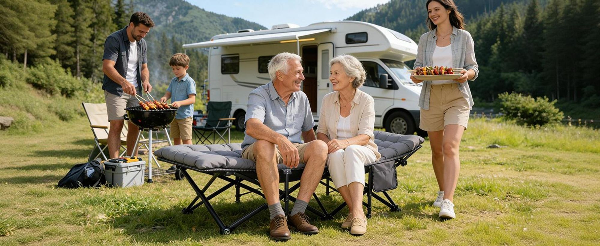 Sekey Tragbares Feldbett mit Matratze, Feldbett Klappbett Tragfähigkeit 200KG Campingbett für Indoor, Outdoor, Camping und Reisen, Grau