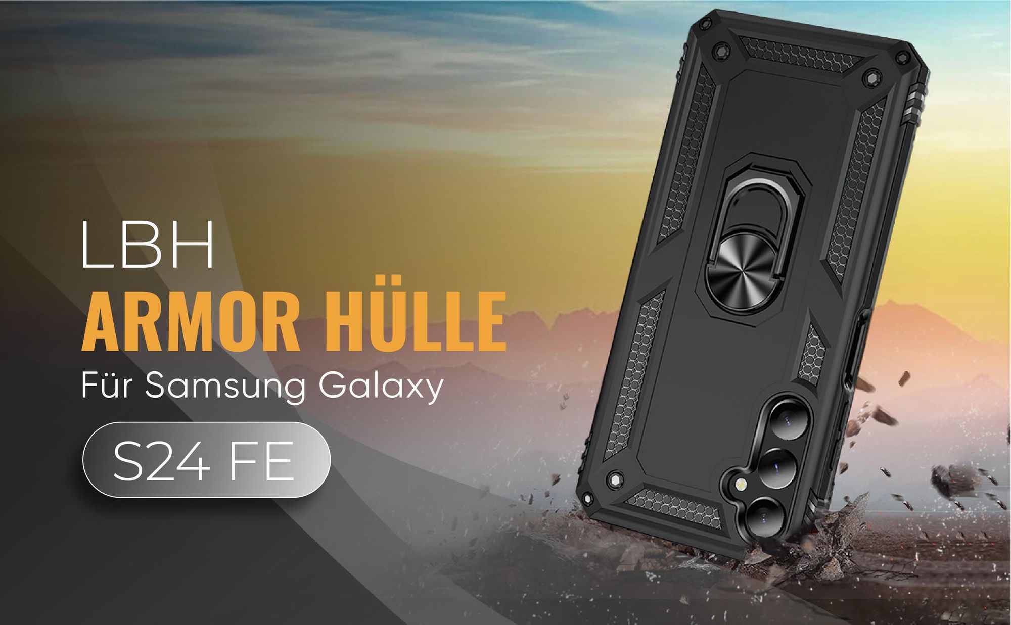 Schwarze Outdoorhülle für Samsung Galaxy S24 FE