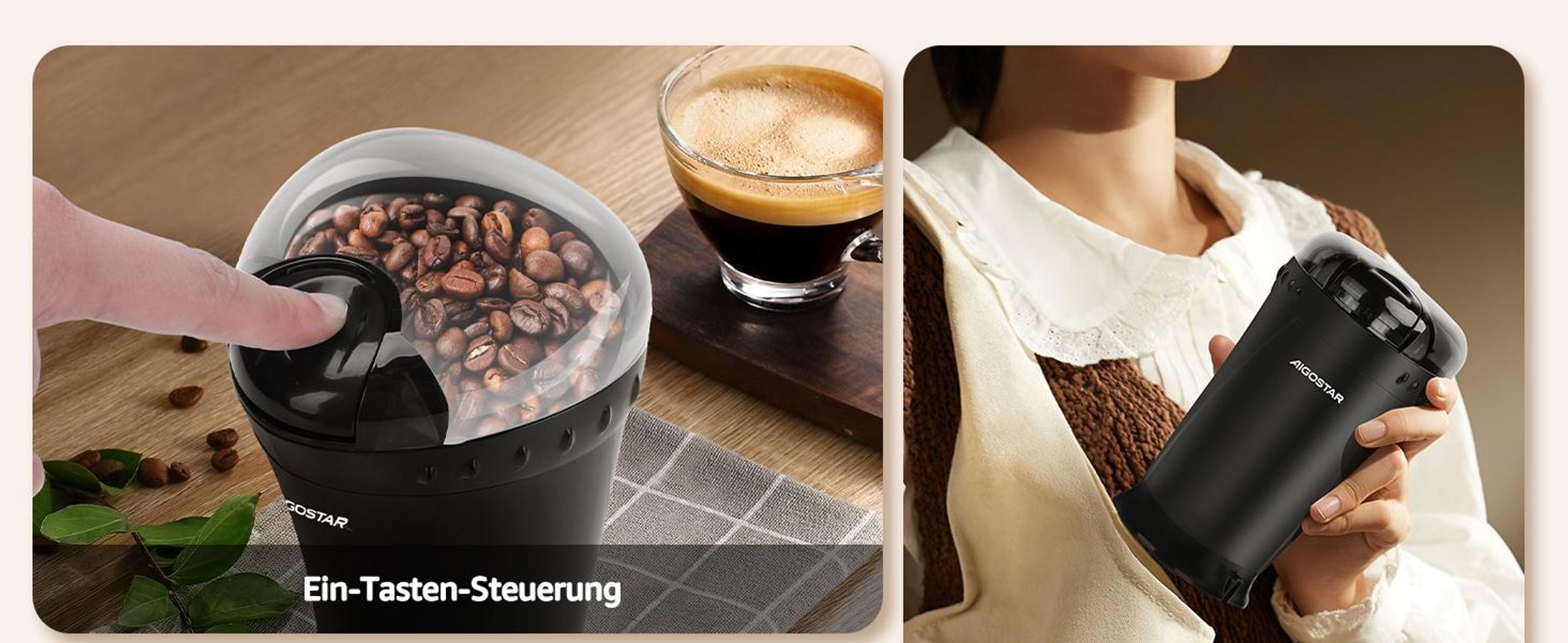 Aigostar - Kaffeemühle, Elektrisch Gewürzmühle Kaffee Mühle, Elektrische Propellermühlen