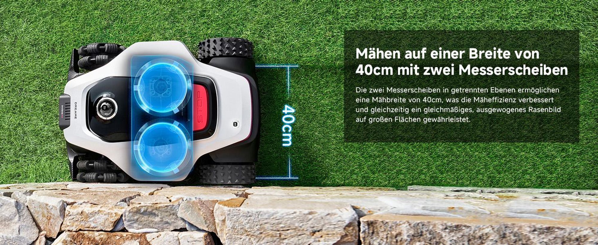 DREAME A3 AWD Pro-3500 Mähroboter,OmniSense 3.0,360° 3D LiDAR,KI binokulare Sicht＆automatische Kartierung, Allradantrieb mit Nabenmotoren,3500㎡,38,7°