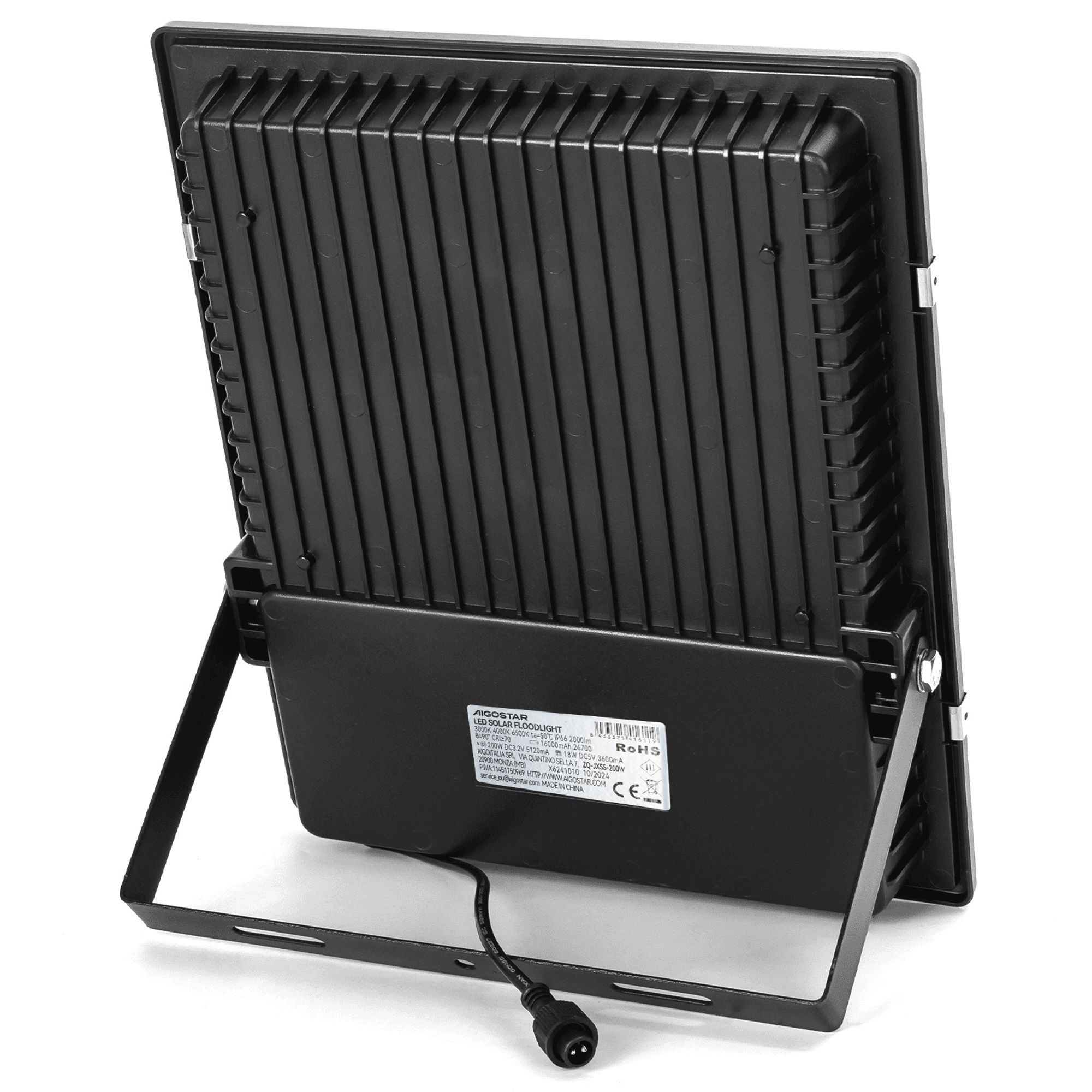 Aigostar-Solar LED Strahler Außen mit Große Solarpanel,5 m Kabel,Dimmbar 3000K/4500K/6500K,16000mAH,Große Batteriekapazitä,IP66