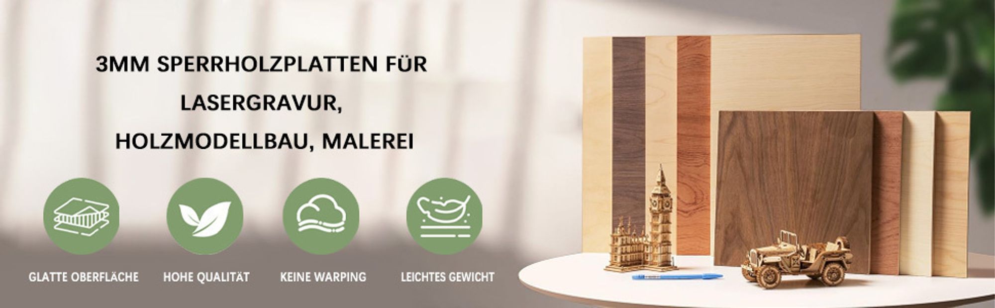 4 x A4 Sperrholzplatte 3mm | Ebenholz Holzplatte- Dünne holz-Zuschnitte| Perfektes Blatt für Laubsäge, Brandmalerei,Laserschnitt, CNC Router