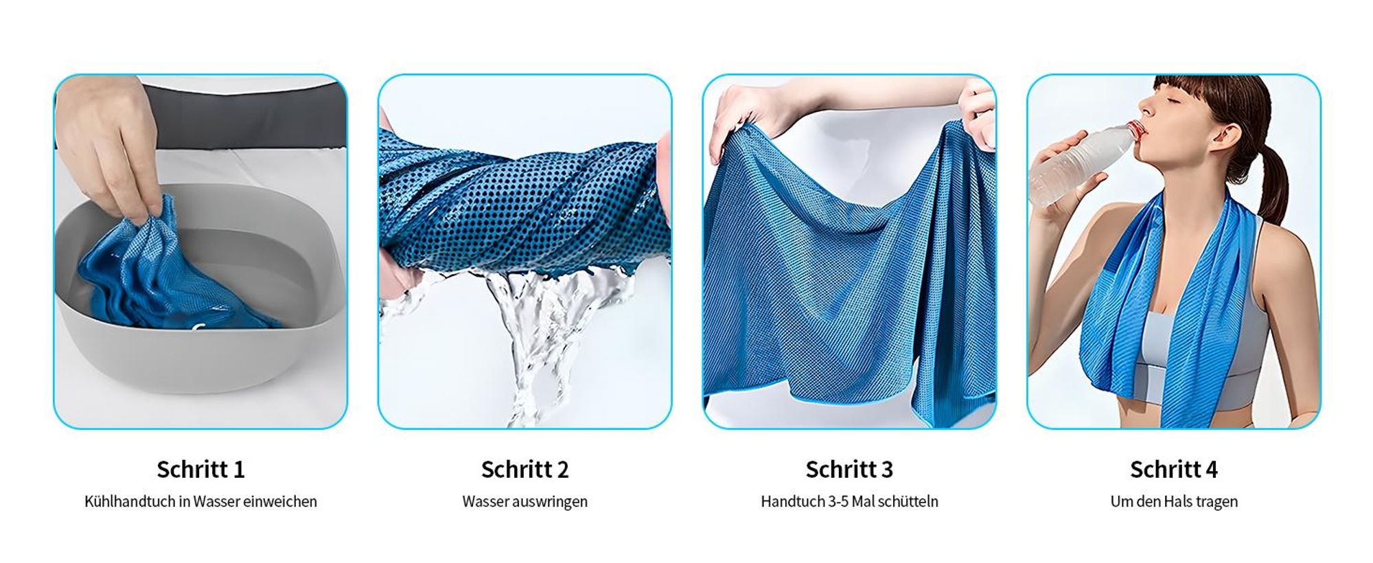 Kühlendes Handtuch Set, Kühltücher, Schnelltrocknend Kühlhandtuch für Sofortige Kühlung, Eishandtuch Cooling Towel für Fitness, Sport, Reise, Yoga