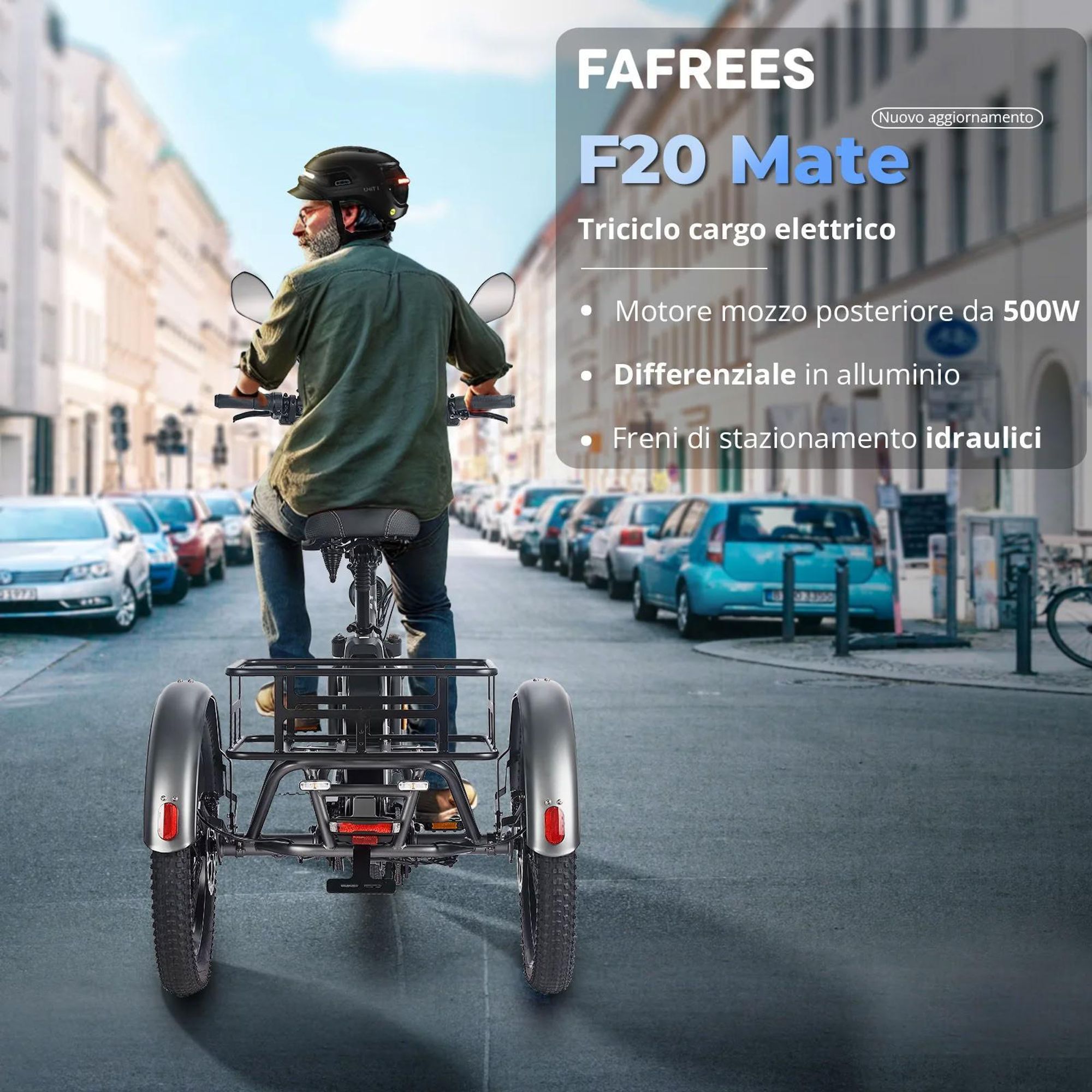 FAFREES F20 Mate Triciclo Elettrico - Batteria 48V21AH Freni a Disco Idraulici 20 Pollici Pneumatici - Grigio