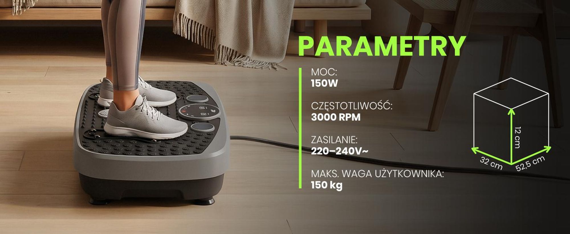 Platforma Wibracyjna do Ćwiczeń Trening Ciała Bluetooth Głośnik Pilot 150kg BodyWave Max