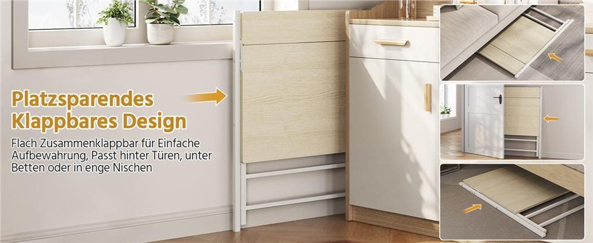 Yaheetech Schreibtisch klappbarer Computertisch mit Monitorständer 2-stufiger Arbeitstisch mit Ablage Laptoptisch