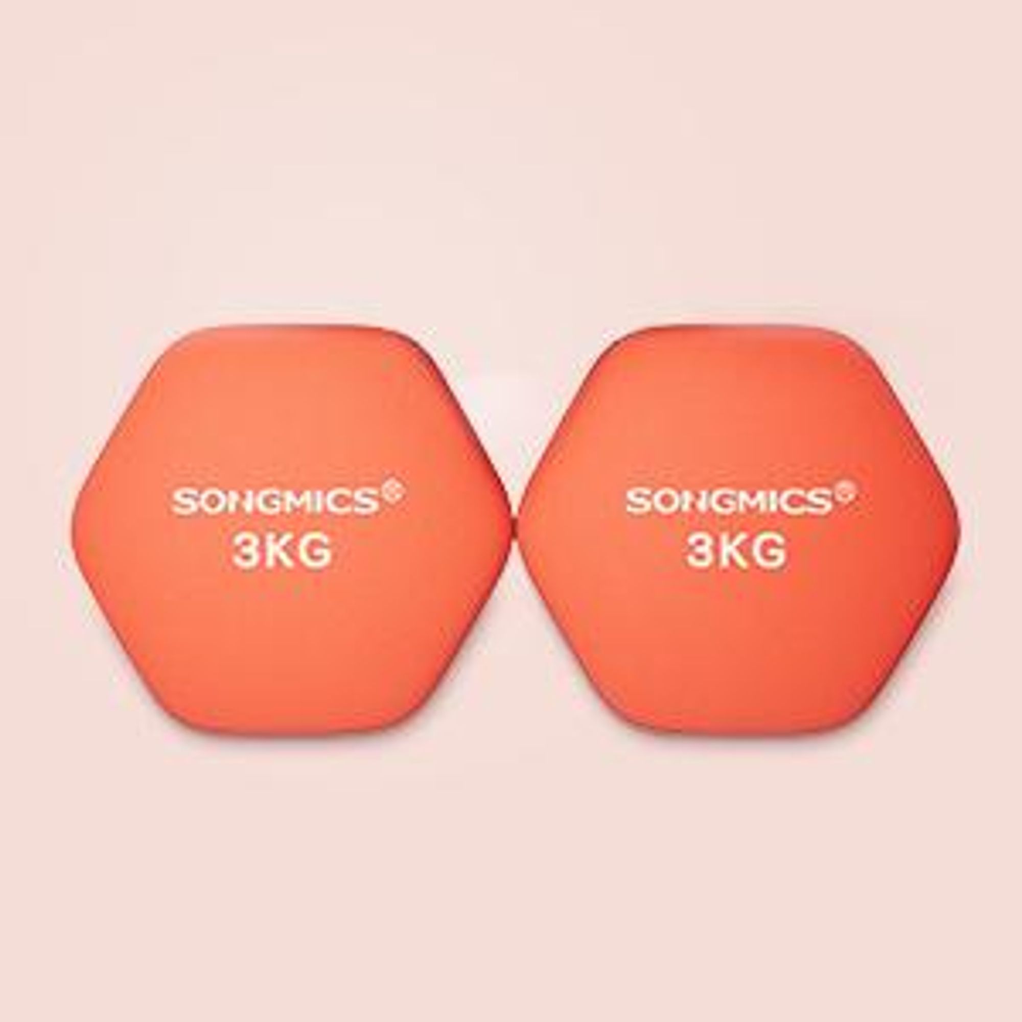 SONGMICS Hanteln, 2er Set, 2 x 3 kg, Hantelset, Kurzhanteln, Hexagon, Neopren-Beschichtung, Krafttraining, Workout, Fitnesstraining, für Zuhause