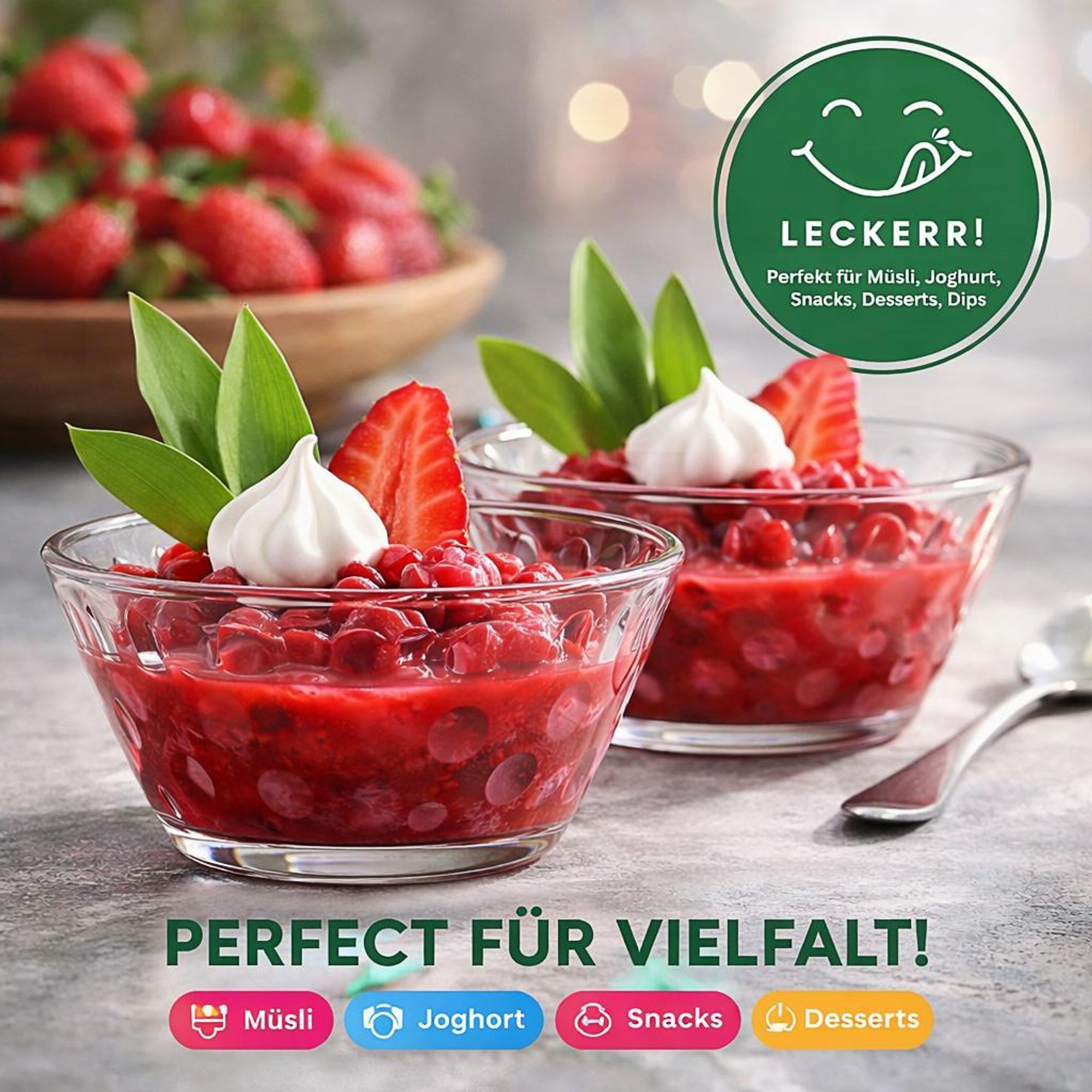 6x Dessertschalen Glas 300 ml – Stapelbare Glasschalen Set für Dessert, Pudding, Müsli, Obst & Salat – Klare Schüsseln für Küche & Haushalt