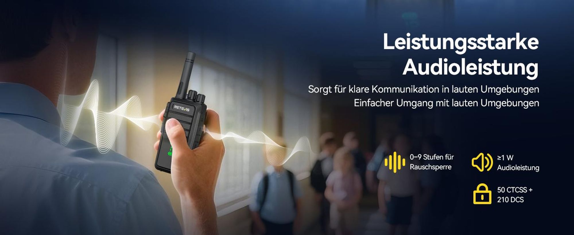 Retevis RT21H Walkie-Talkies, Verstecktes Display, Zweiwegfunk IP54, Stabil, Type-C, 6-Fach-Ladegerät, Aufladbar, für Schulen, Hotels, Lager