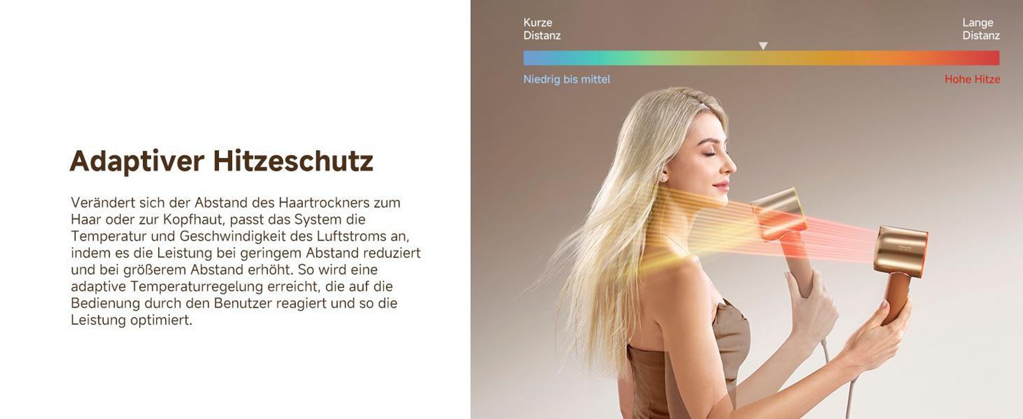 Dreame Miracle Pro Haartrockner,Rotlicht-Kopfhautpflege,Haarpflege mit negativen Ionen,130K U/min,4 Temperaturstufen,2 Gebläsestufen,Ledergriff,Gold