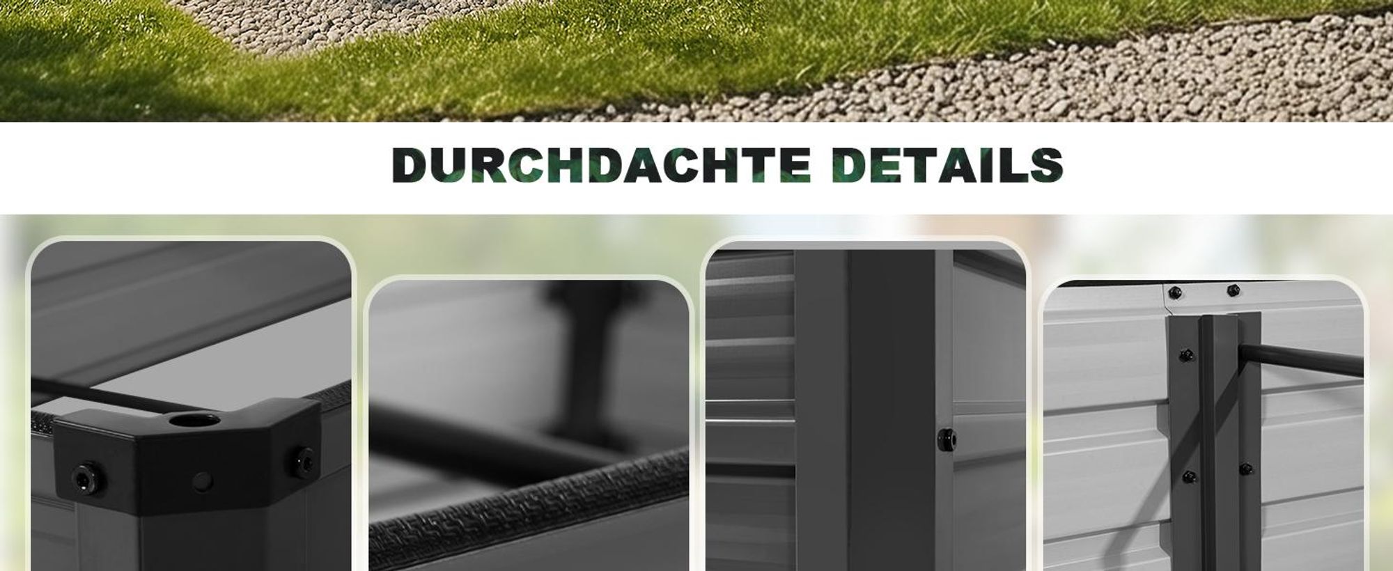 180x90x30 cm Rechteckiges Verzinktes Hochbeet, Dunkelgrau