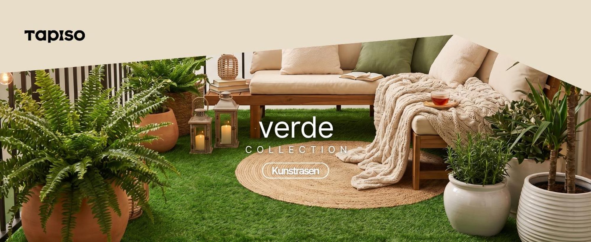 Kunstrasen Verde Tapiso 40 mm UV-beständig Balkon Terrasse Garten 400 x 400