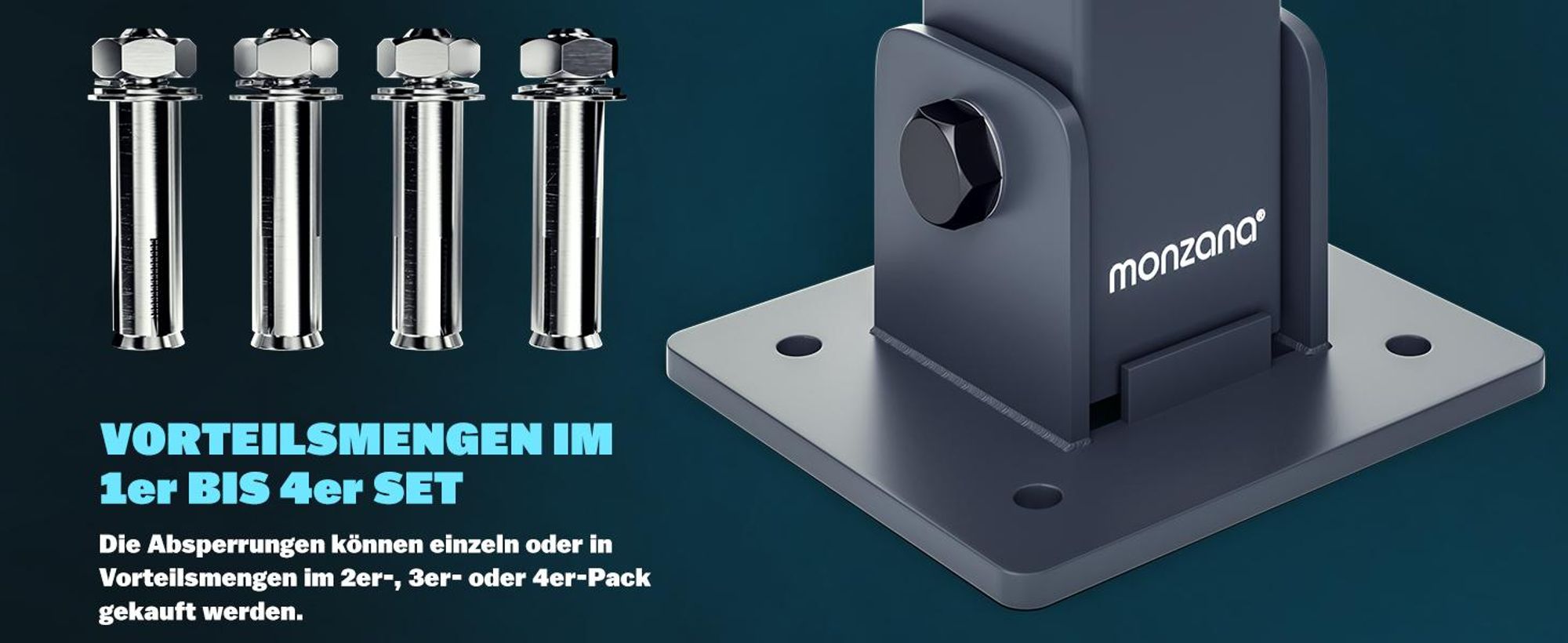 DEUBA® 4x Parkpfosten Parkplatzsperre 3 Schlüssel Sperrpfosten klappbar Stahl Robust Standfuß Stabil Park Poller Set