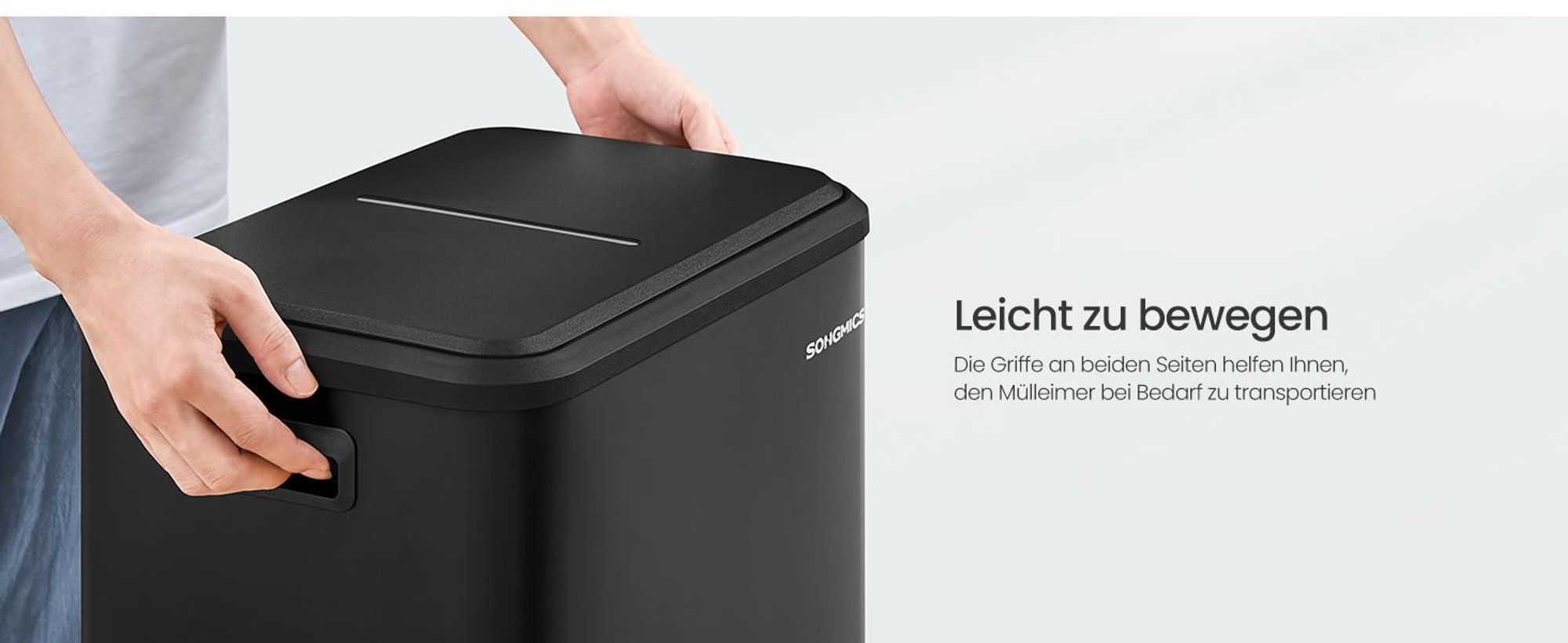 SONGMICS Mülleimer Küche, Mülltrennsystem 2x15L, 2 Fächer,Stahl,Softclose-Deckel