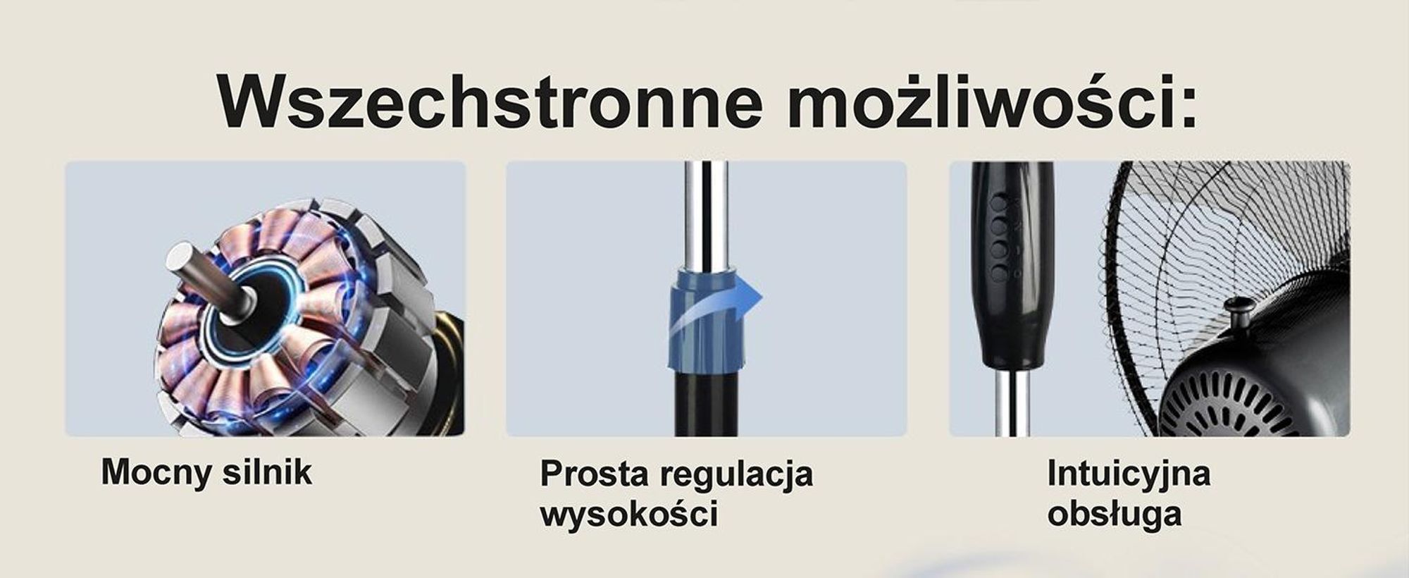 EXTRALINK wentylator stojący 40 cm – 3 prędkości, oscylacja, regulacja kąta, czarny