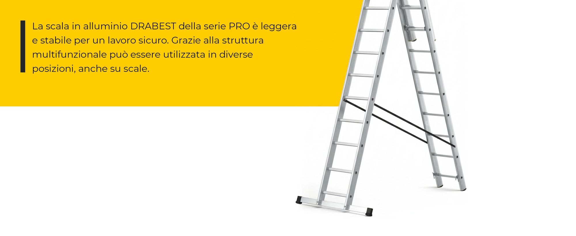 Drabest | Scala - scala 3x12 gradini, scala pieghevole - portata 150 kg - scala in alluminio, scala a pioli, piedini antiscivolo