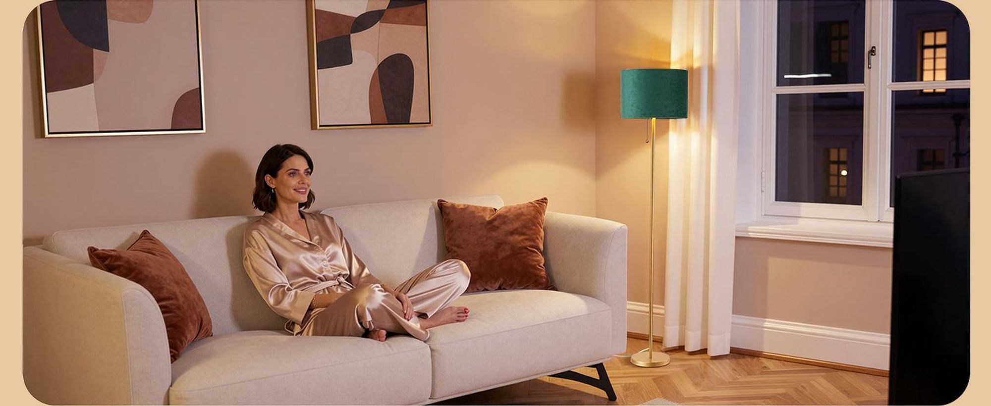 EDISHINE Stehlampe Wohnzimmer, Vintage Stehleuchte mit grünem Samt-Lampenschirm & goldenem Metallgestell, für Schlafzimmer Büro, 145cm