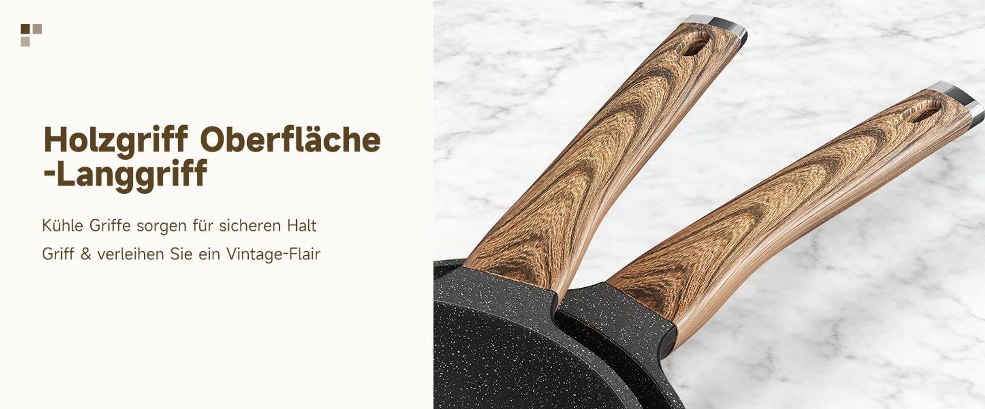 8-TLG Topfset Induktion mit Antihaftbeschichtung,Pfanne 24/28cm,Milchtopf 16cm,Kochtopf 24/28cm, für alle Herdarten,Holzmaserung