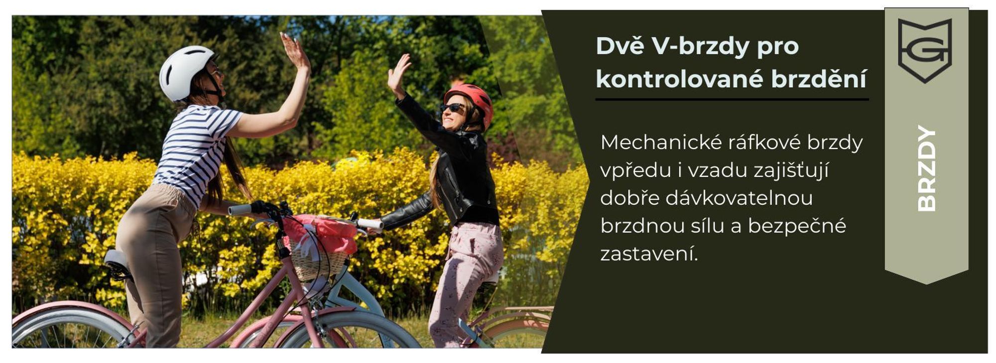Dvě V-brzdy pro kontrolované brzdění