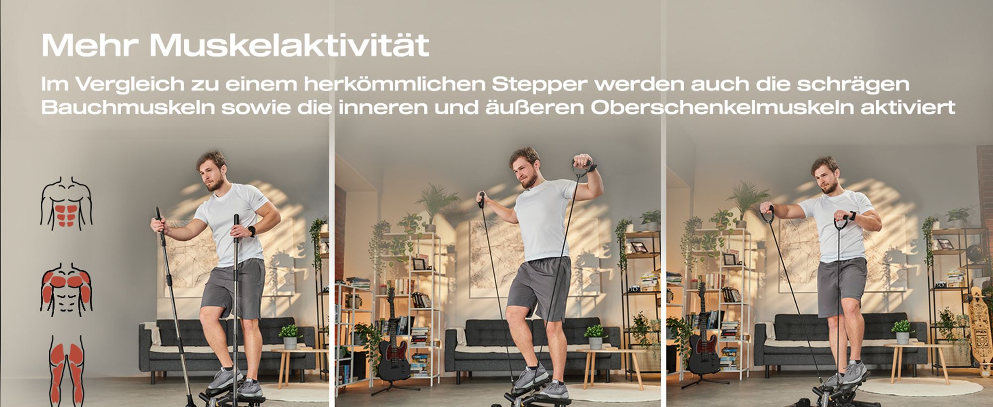 Viele Trainingsmöglichkeiten mit einem Fitnessgerät