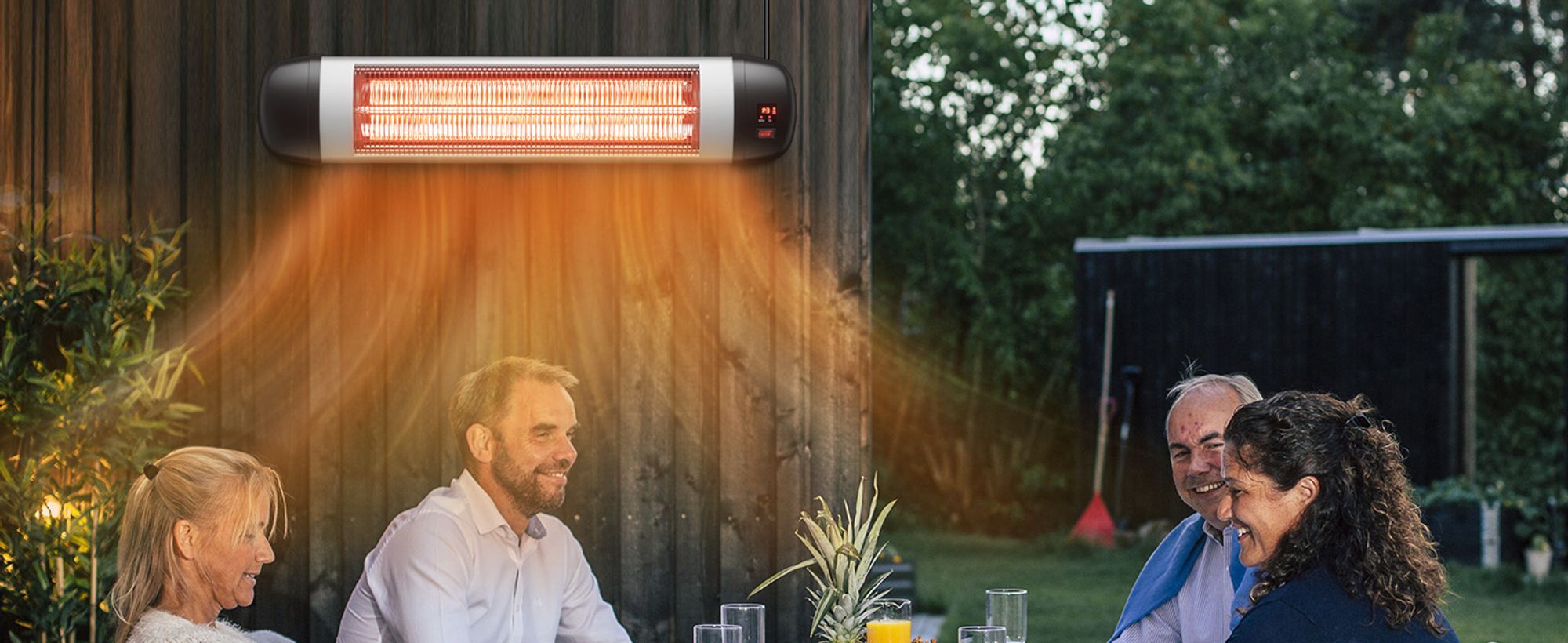 ZMH Heizstrahler Terrasse Infrarotheizung 2500W Strahler Outdoor mit Fernbedienung Elektrisch Wärmestrahler Wandmontage 3 Heizstufen Terrassenstrahler