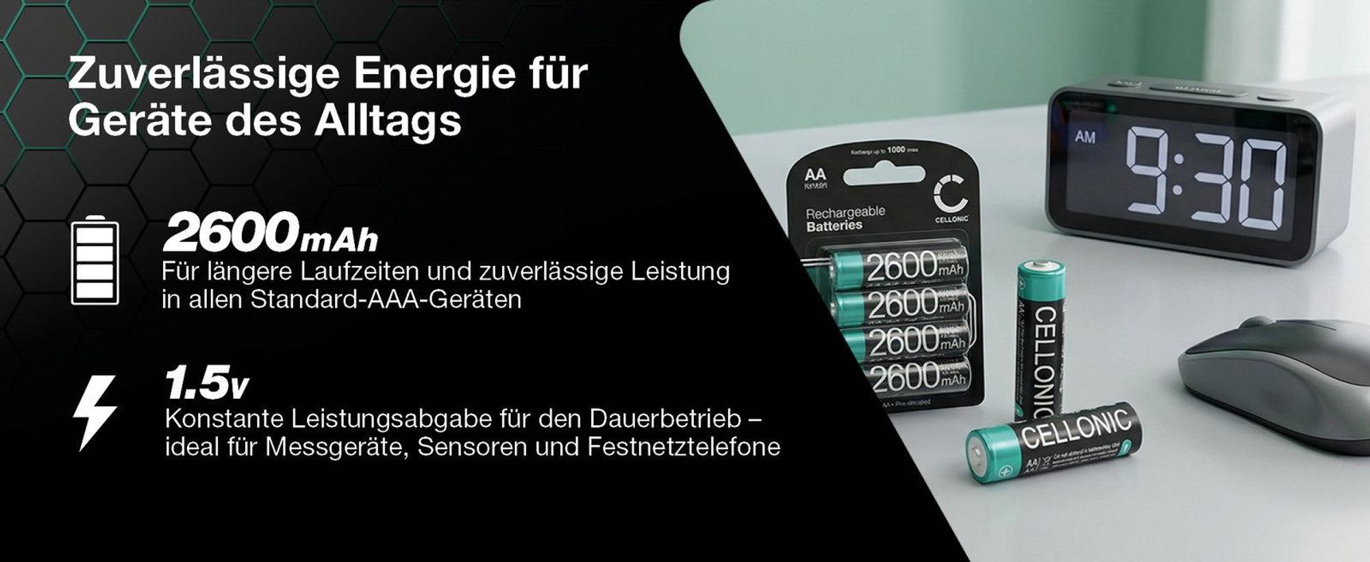 CELLONIC 4x Wiederaufladbare AAA Batterien 1.2V 1000mAh - Fernbedienung Telefon Babyphone Solarlampe- Akkubatterie: lange Laufzeit, viele Ladezyklen - aufladbare NiMH Akku AAA Micro R03 LR03 Battery
