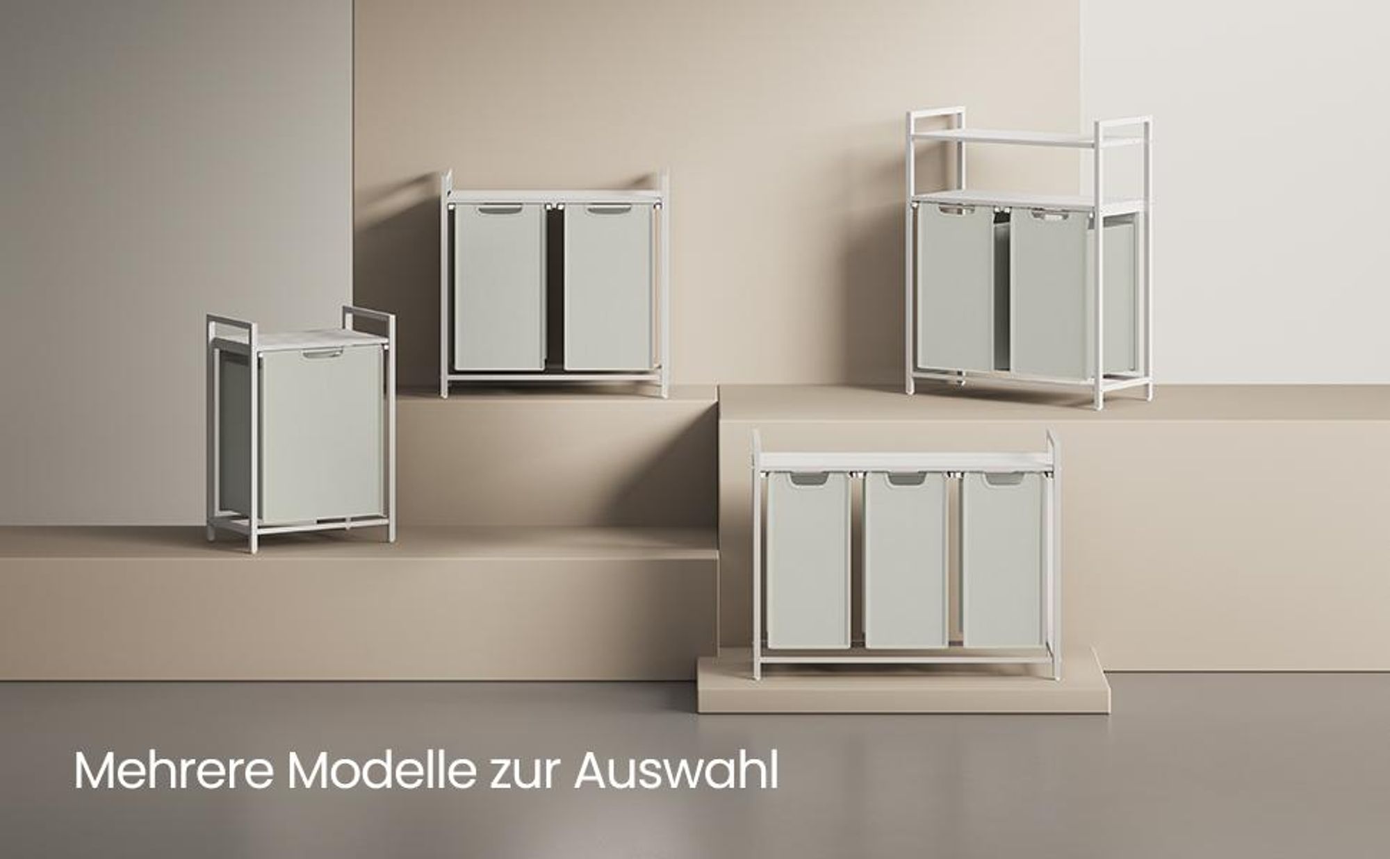 VASAGLE Wäschekorb, 2 Fächer, 2 Ablagen, einfach abnehmbar, 2 x 46 Liter