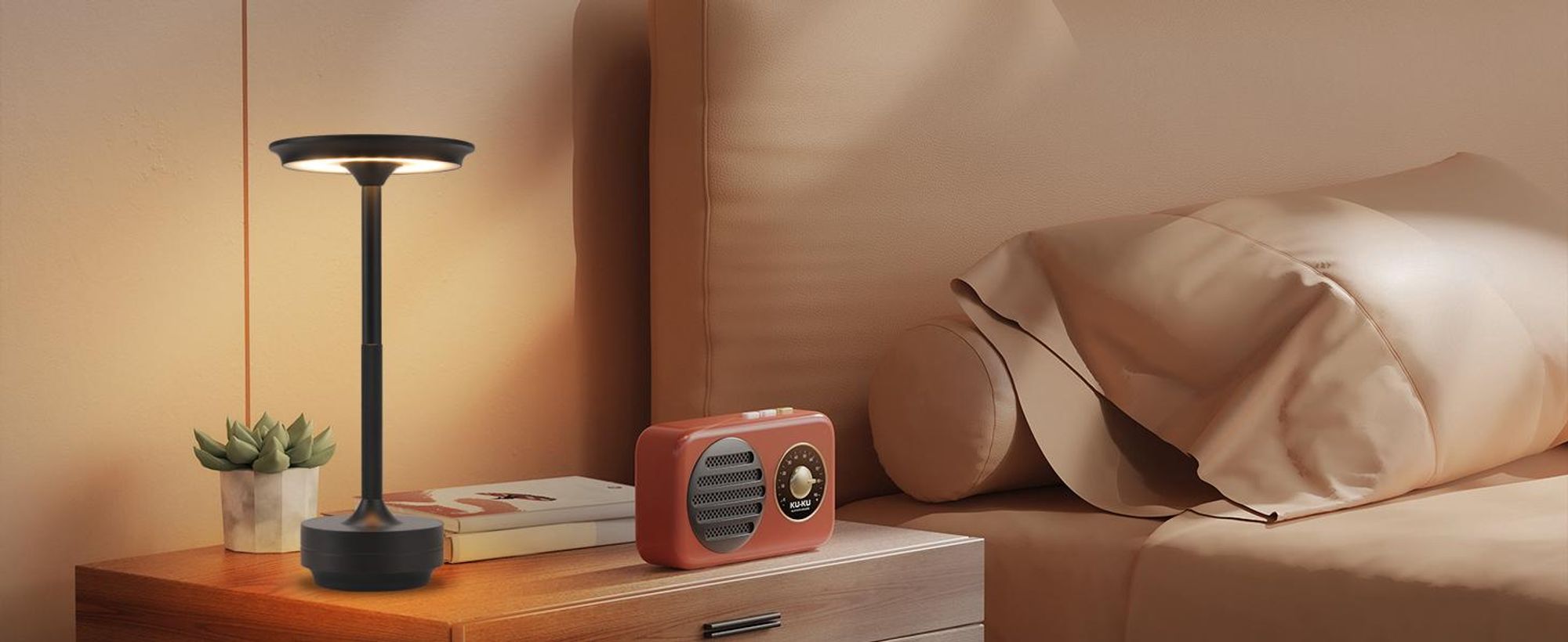 ZMH Tischlampe Kabellos Nachttischlampe Akku LED Tischleuchte Touch Dimmbar Lampe mit USB Aufladbar Schwarz Batterie Tischlampen für Modern Fensterbank Wohnzimmer Kinderzimmer Schlafzimmer