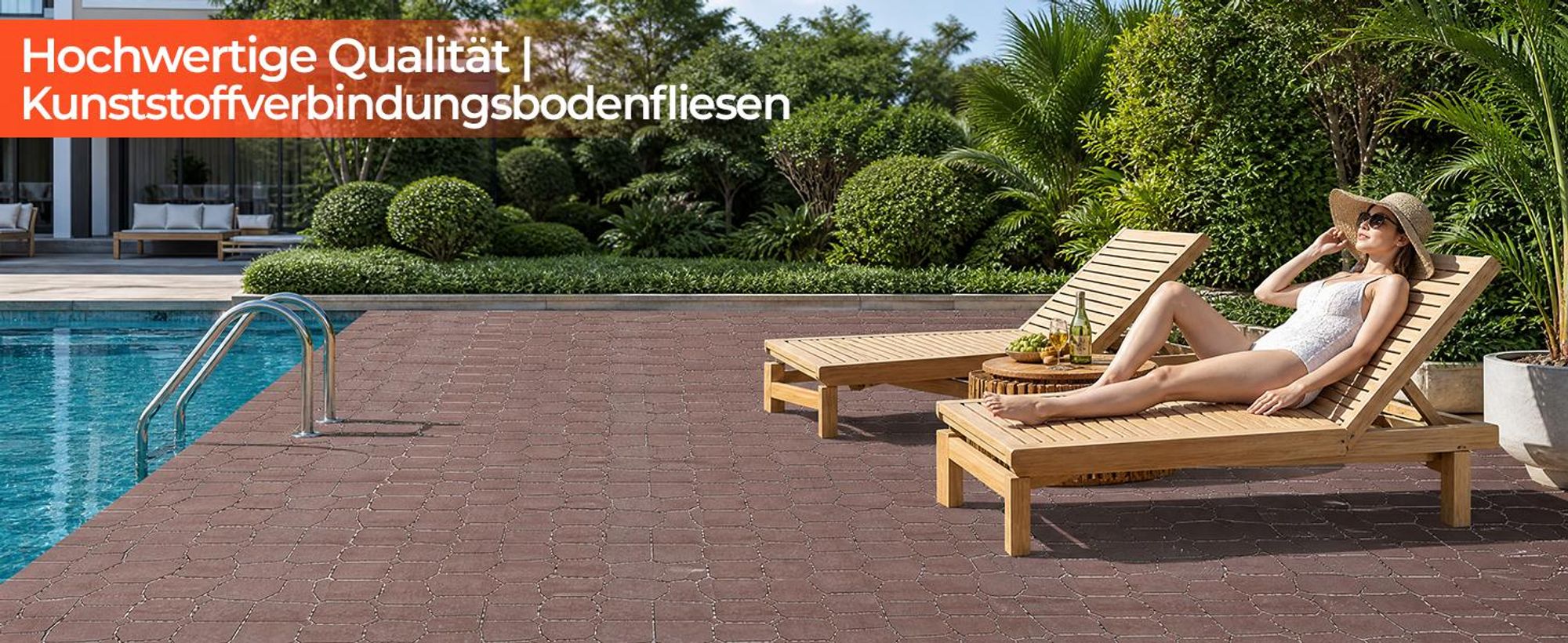 Terrassenfliesen Stecksystem, 44er-Set, Balkonfliesen 30x30 cm, Klickfliesen, Terrassenbodenbelag für Veranda, Pool, Balkon, Garten