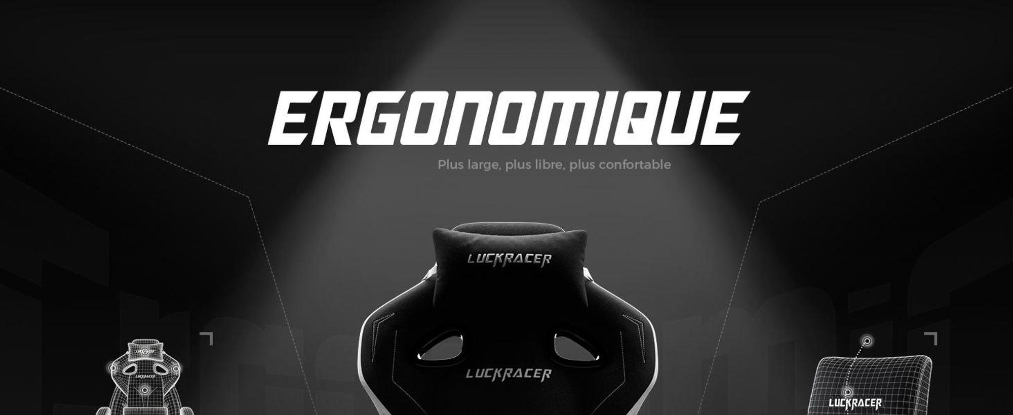Chaise de jeu GTPLAYER Fauteuil de jeu ergonomique Chaise de bureau PC Gamer Racing chaise en tissu, coussin d'assise en plumes avec repose-pieds noir
