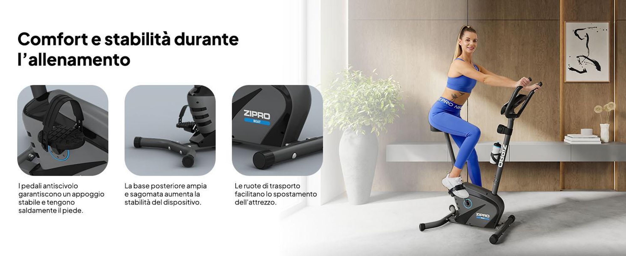 Zipro Cyclette Magnetica per Adulti Batte fino a 120kg, Nero, Taglia unica, Taglia unica