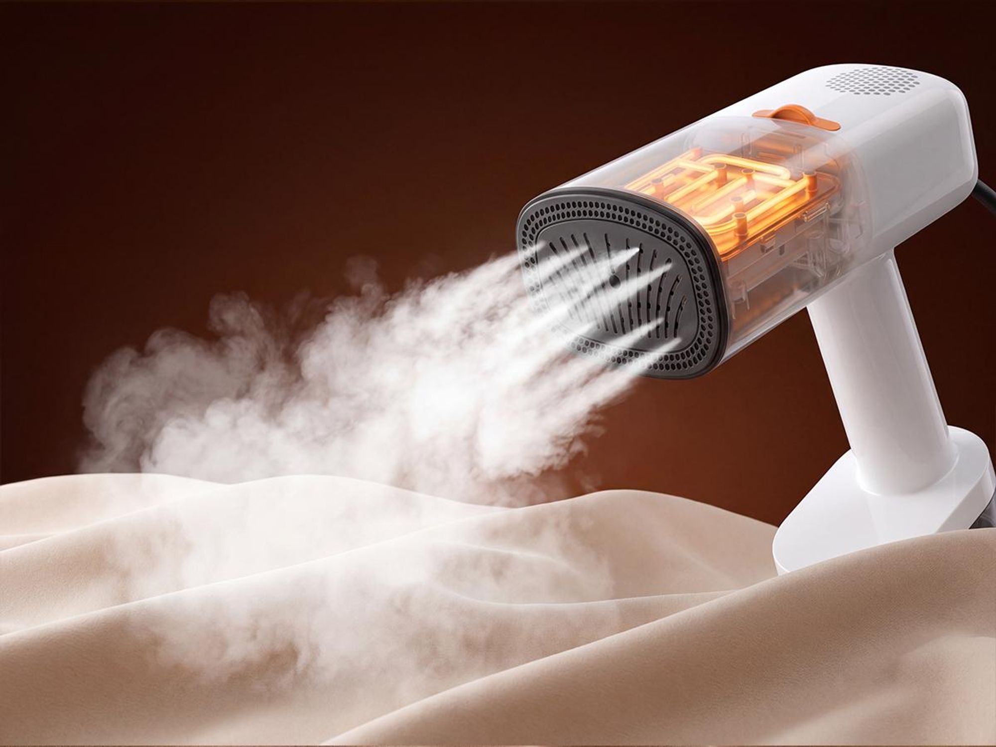 Lubluelu 2IN1 5000Pa Dampfglätter mit Saugfunktion Dampfbürste Steamer Kleidung Bügelgerät Vertikal Dampfglätter 2100W 35g/min Weiß