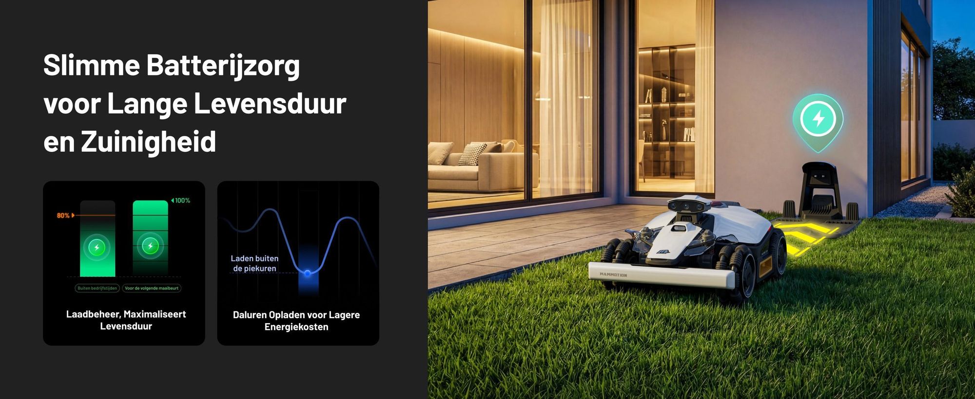 Robotmaaier Mammotion LUBA Mini 2 AWD 1000 met garage en wasstandaard, zonder kabels, 1000m², maait langs de randen, DropMow, auto-kaartgeneratie, APP