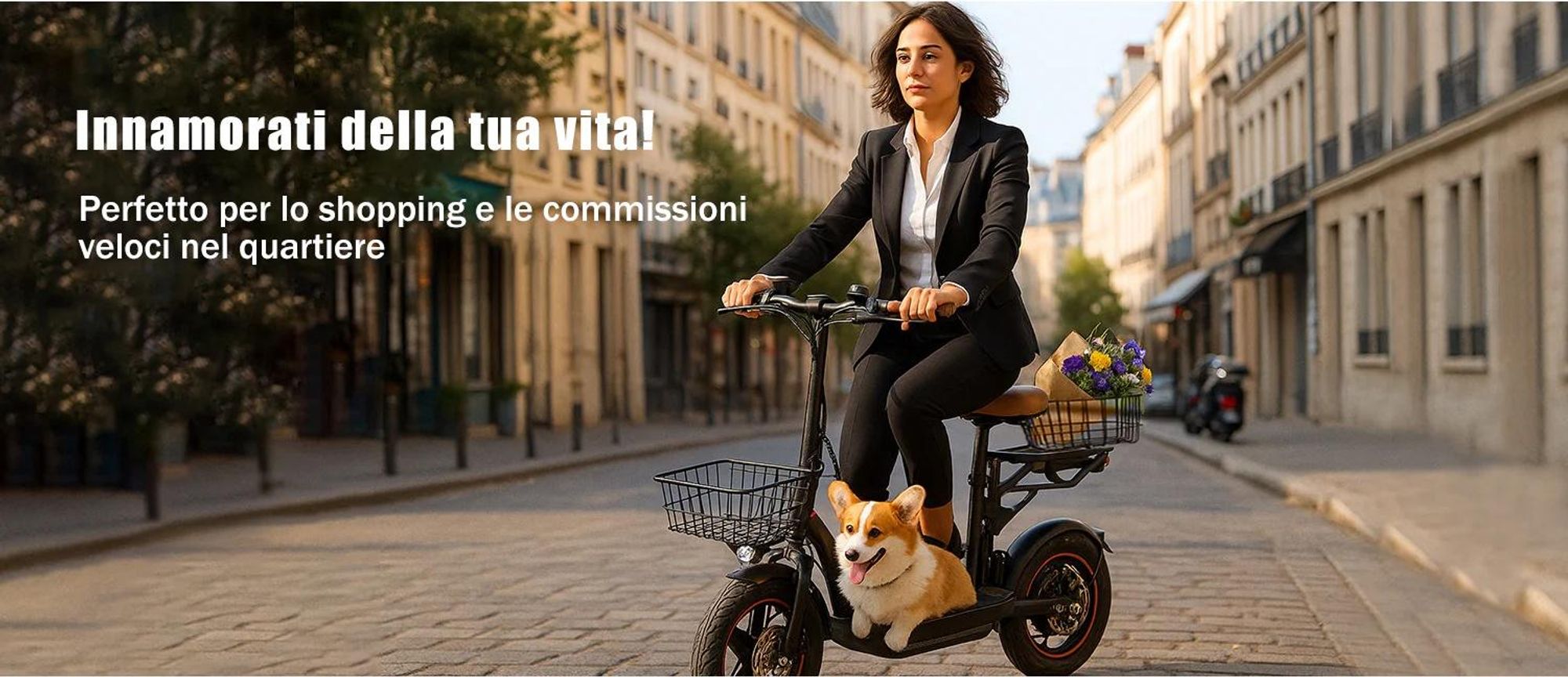 C14 - 48V17.5Ah 14'' Scooter Elettrico con Freno a Disco Meccanico Telaio in Ferro - Nero