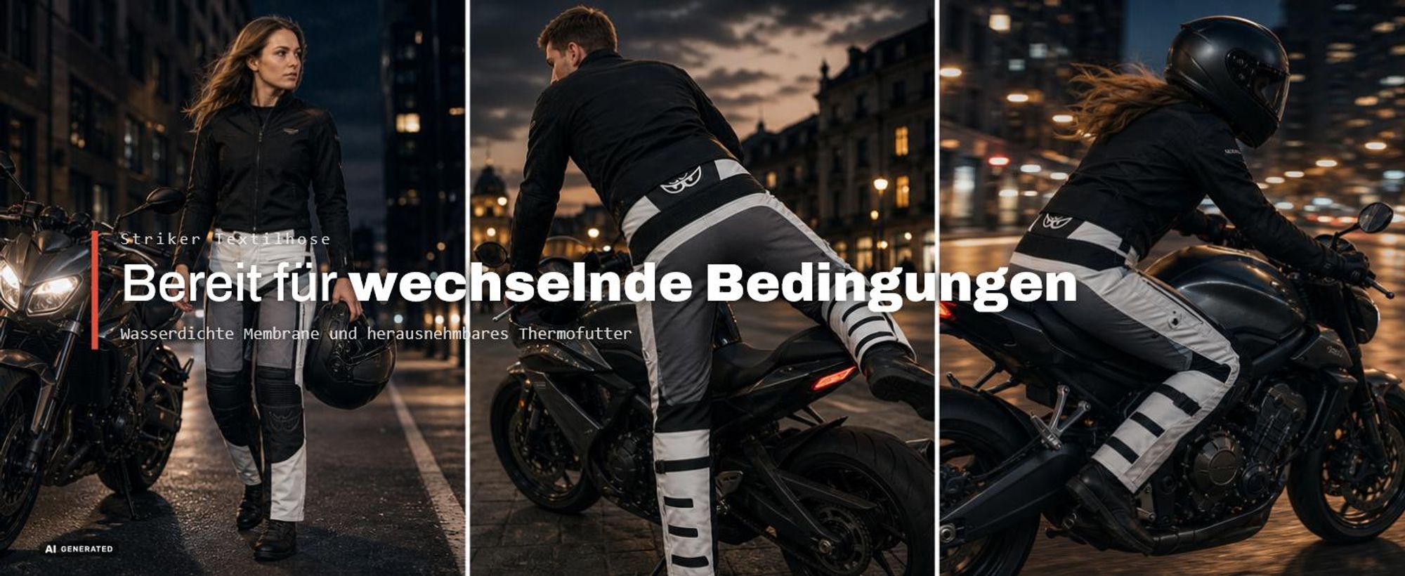 Berik Striker wasserdichte Motorrad Textilhose, schwarz, 54