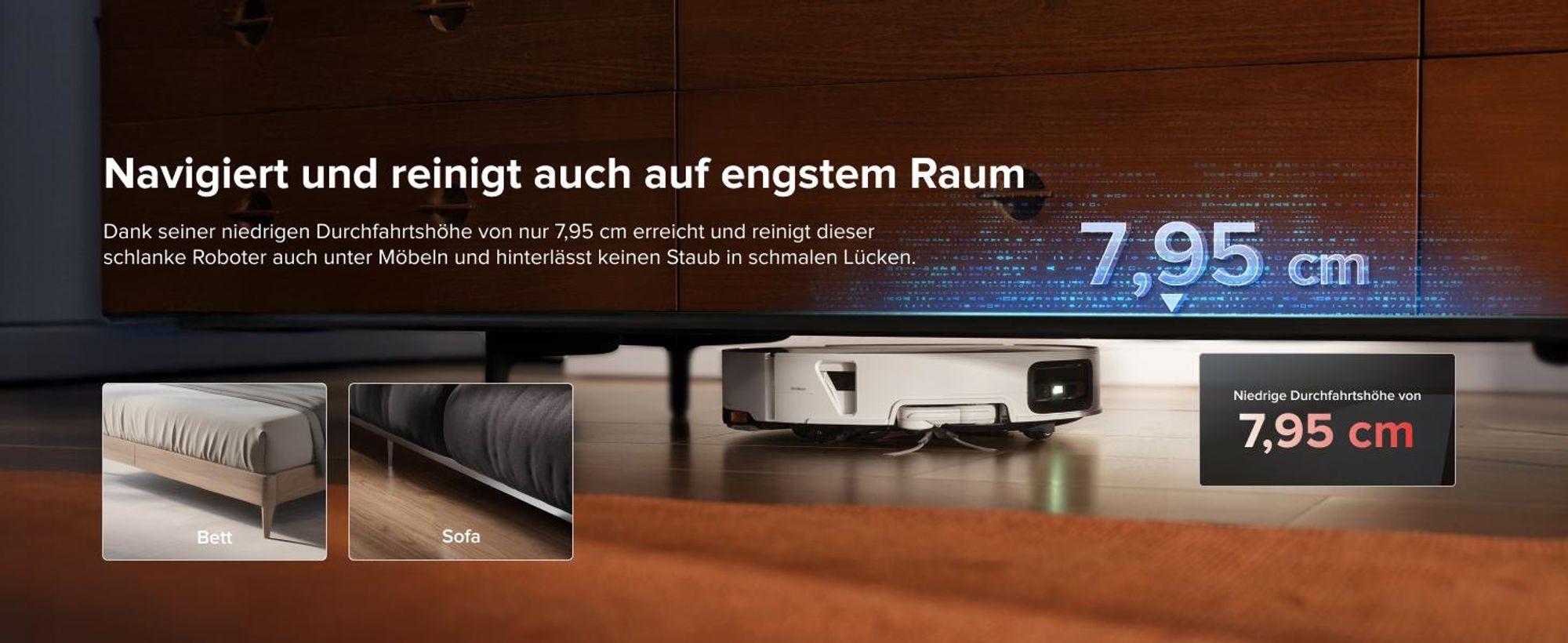 Roborock Saros 20 Sonic Staubsauger Roboter, 36.000 Pa Saugroboter mit Wischfunktion, Dual Anti-Tangle System, 7,98cm Ultra-Slim Design (Weiß)