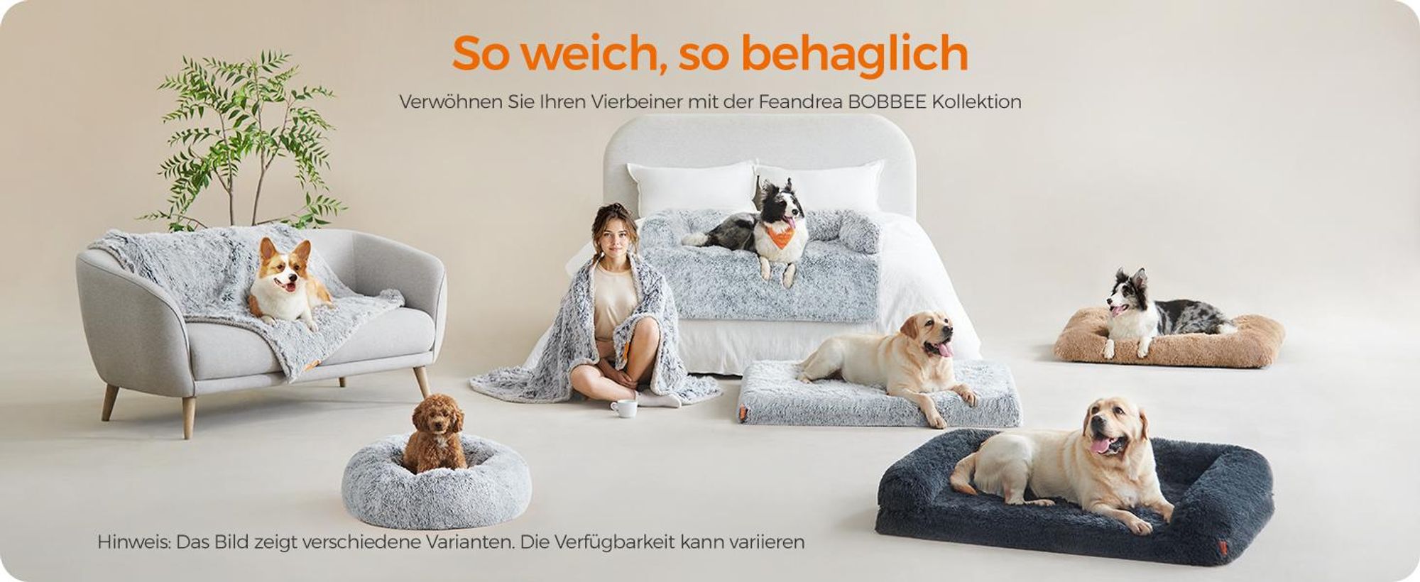 Feandrea Hundebett flauschig, Katzenbett, Donut Kissen, waschbar, Polsterung in der Mitte herausnehmbar, langer Plüsch, 70 cm Durchmesser, Ombré-Grau