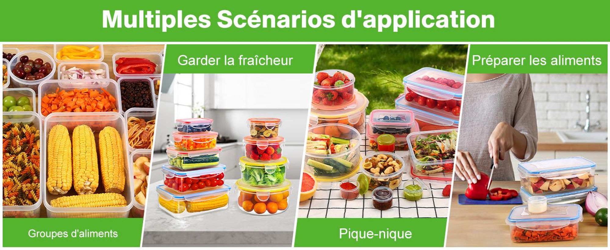 Lot YASHE de 14 boîtes alimentaires, 28 pièces, 10,94 L