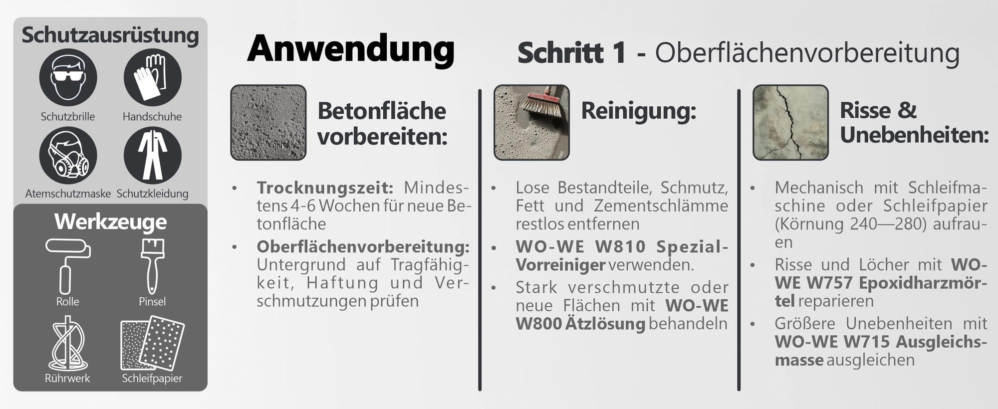 Anwendung Schritt 1 - Oberflächenvorbereitung W707 Gargenfarbe