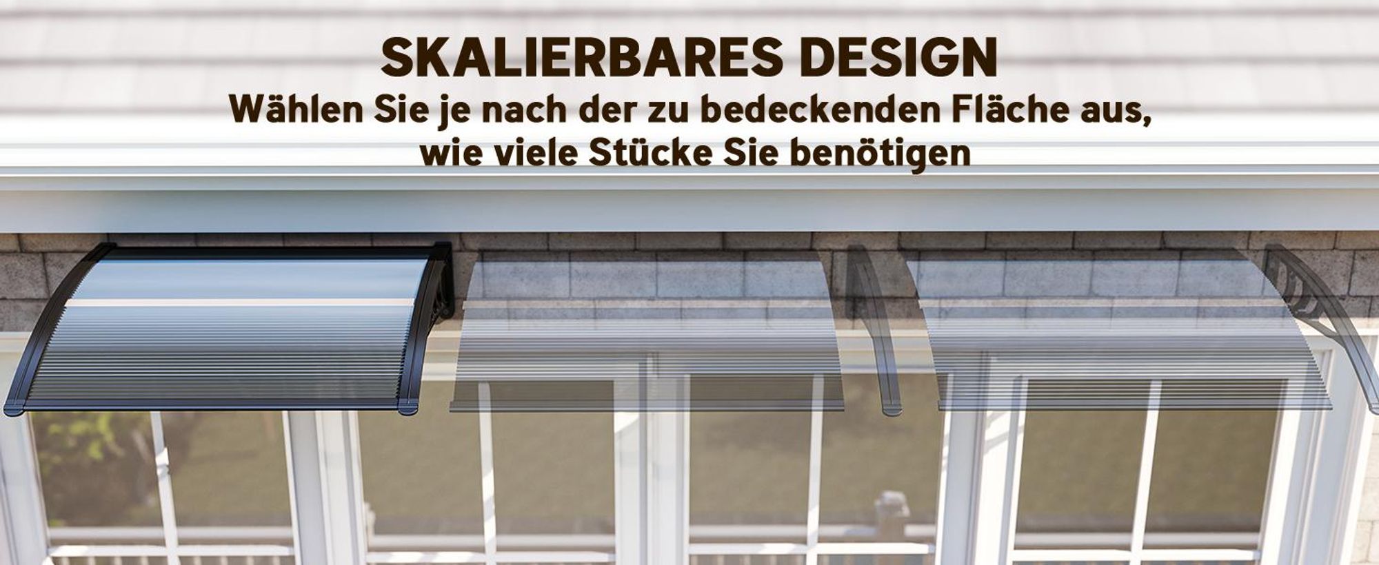 Outsunny Vordach für Haustür 100 x 75 cm Überdachung aus Aluminium Polycarbonat