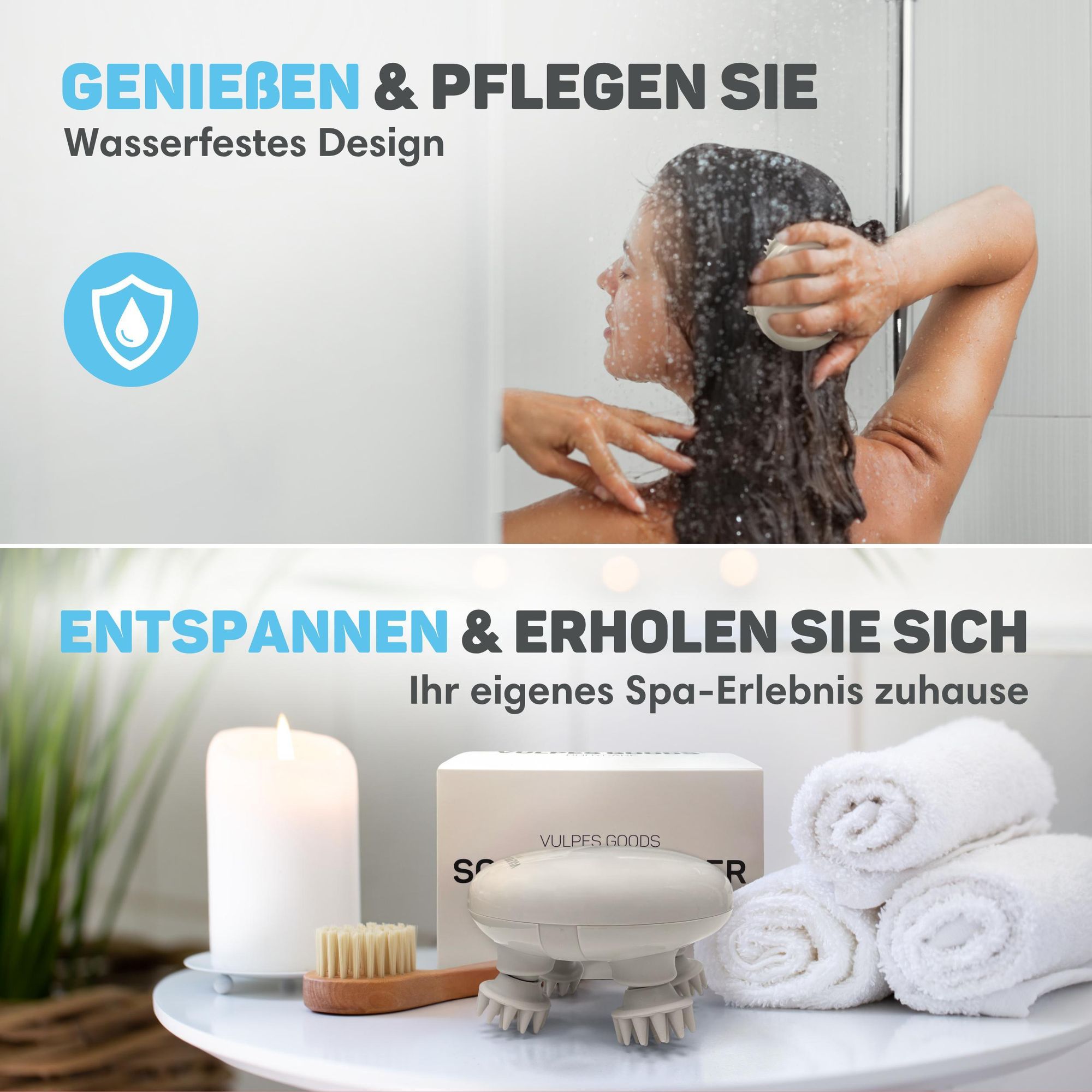 Vulpes Goods Kopfmassagegerät, Elektrisches Massagegerät, Verbesserte Blutzirkulation mit Infrarot-Wärme, Kopfhautmassagegerät, USB aufladbar