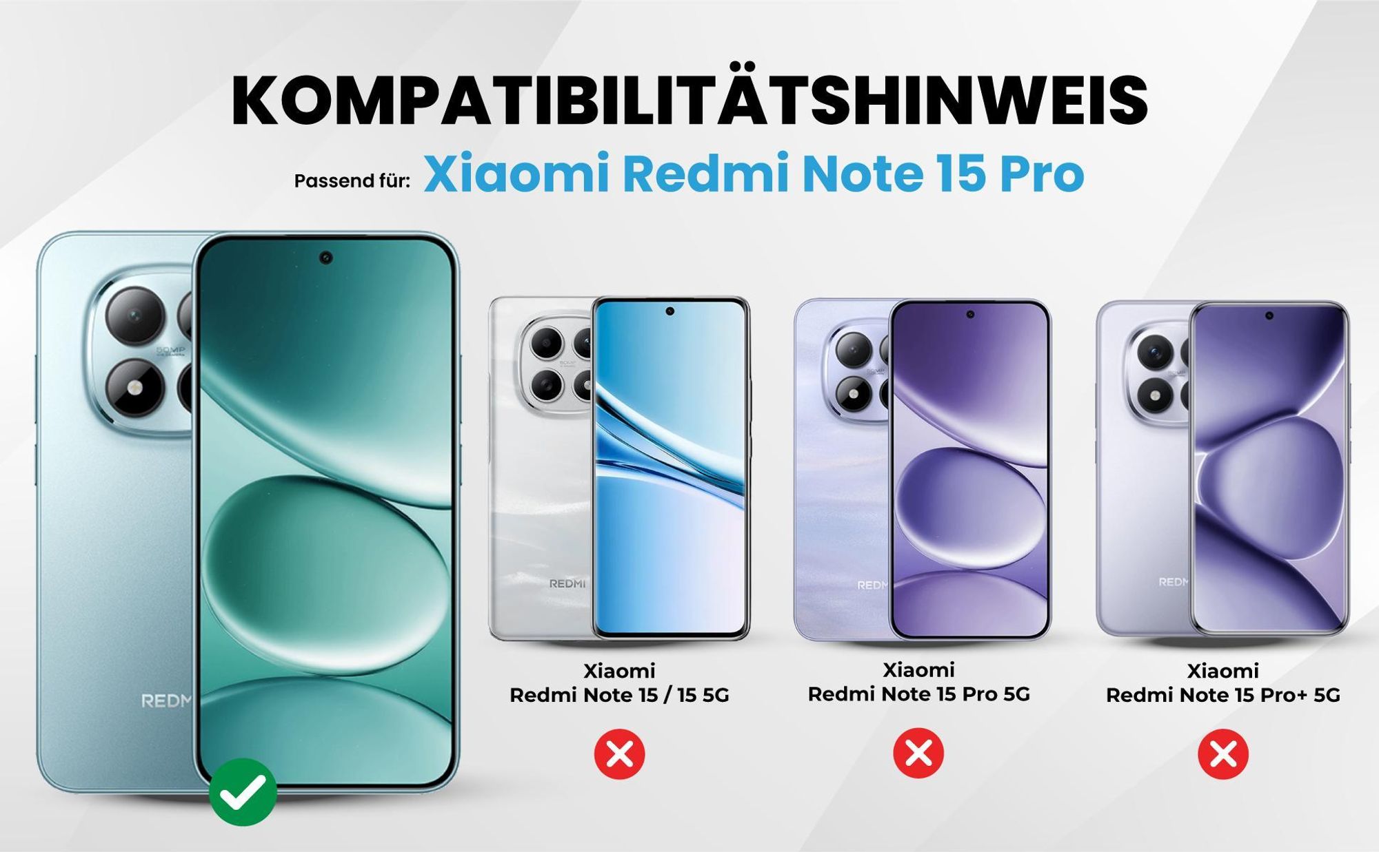 Kompatibilitätshinweise Hülle für Xiaomi Redmi Note 15 Pro