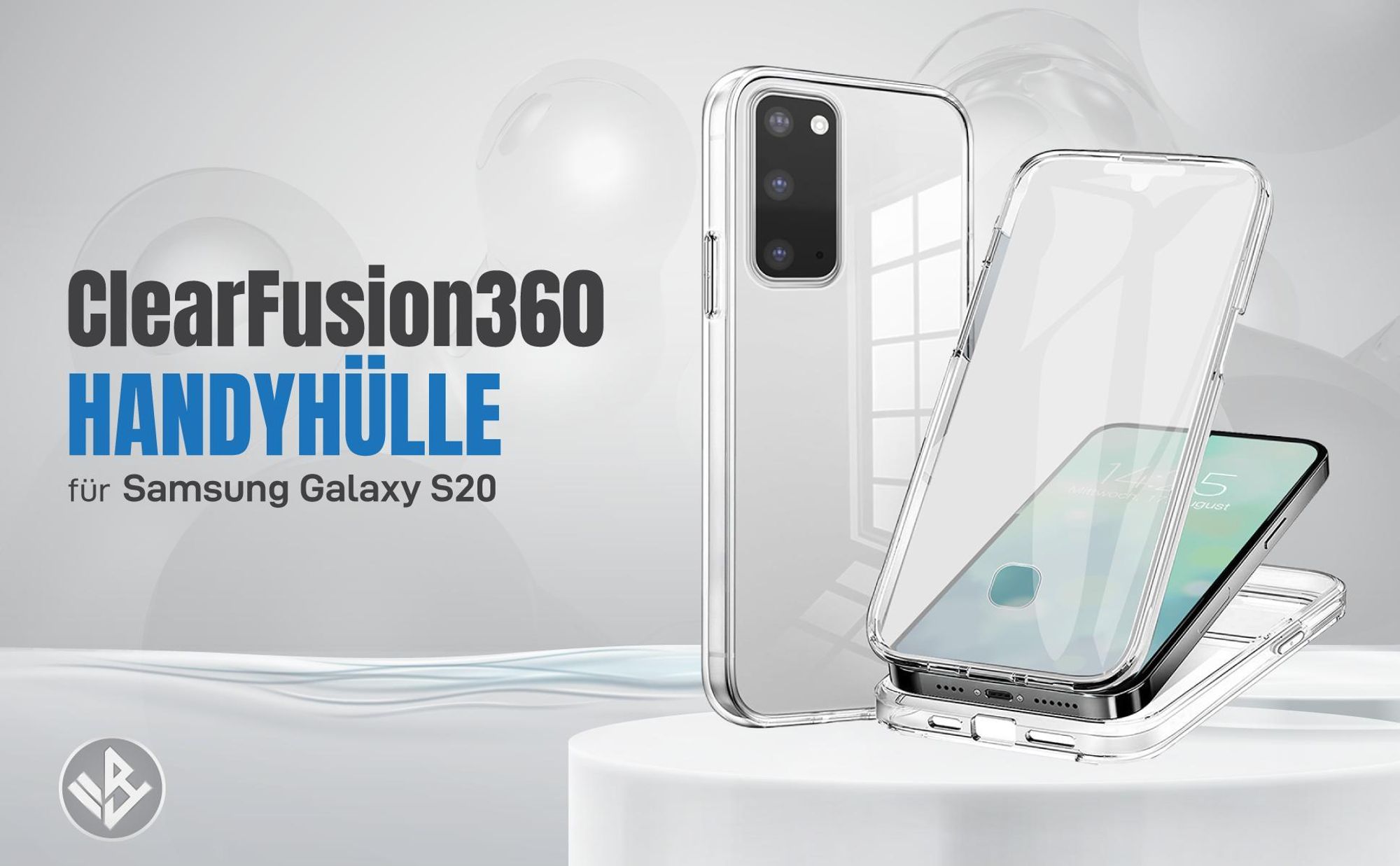 Transparente 360 Grad Hülle für Samsung Galaxy S20 mit Kameraschutz