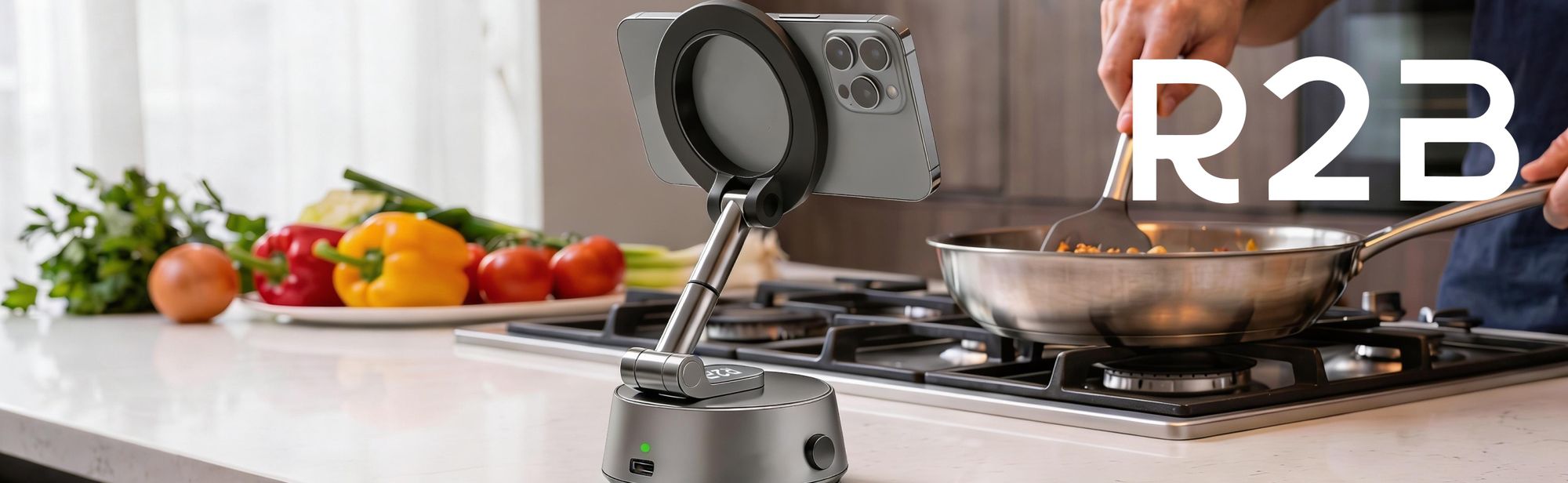 R2B Autohouder voor smartphones met elektrische vacuümzuignap, magnetisch en inklapbaar, geschikt voor dashboard en raam, compatibel met MagSafe