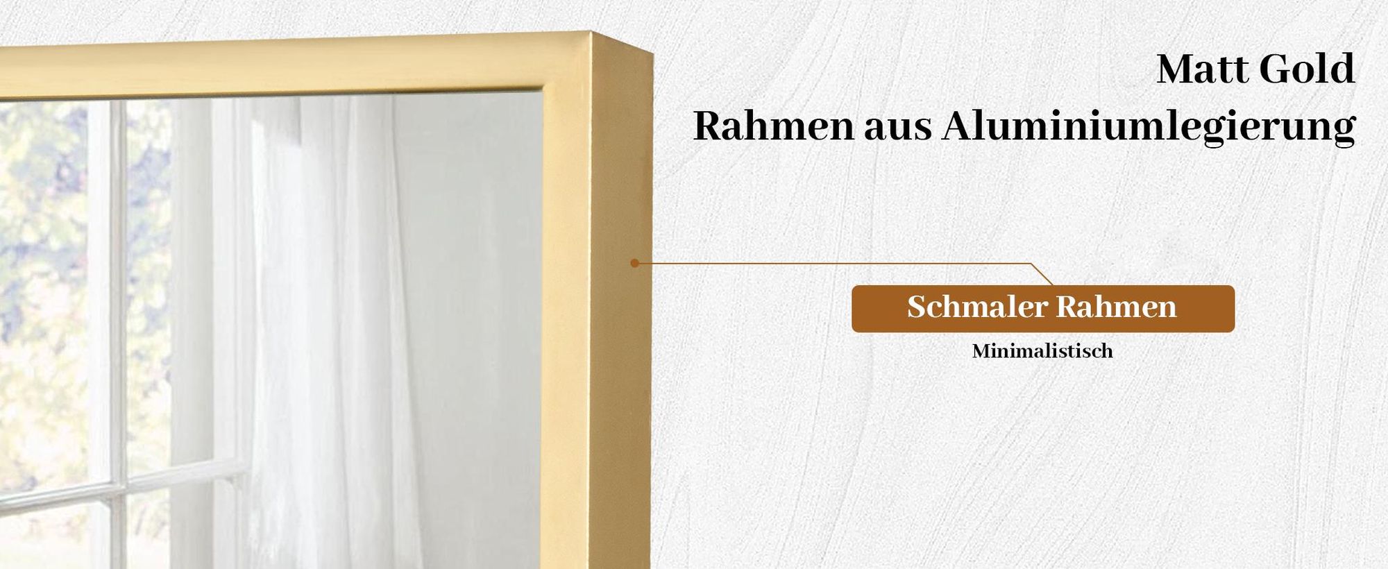 Koonmi 89x198 cm Große Standspiegel, Minimalistische schmaler Aluminiumrahmen, stehend oder hängend für Wohnzimmer und Schlafzimmer, Gold