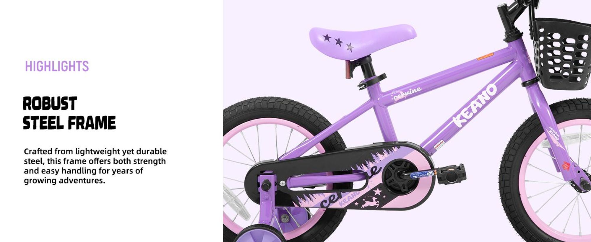 Joystar 14 Zoll-Kinderfahrrad für Jungen und Mädchen im Alter von 3 bis 8 Jahren, Kindergeschenk mit Stützrädern, Korb, geschlossenem Kettenschutz