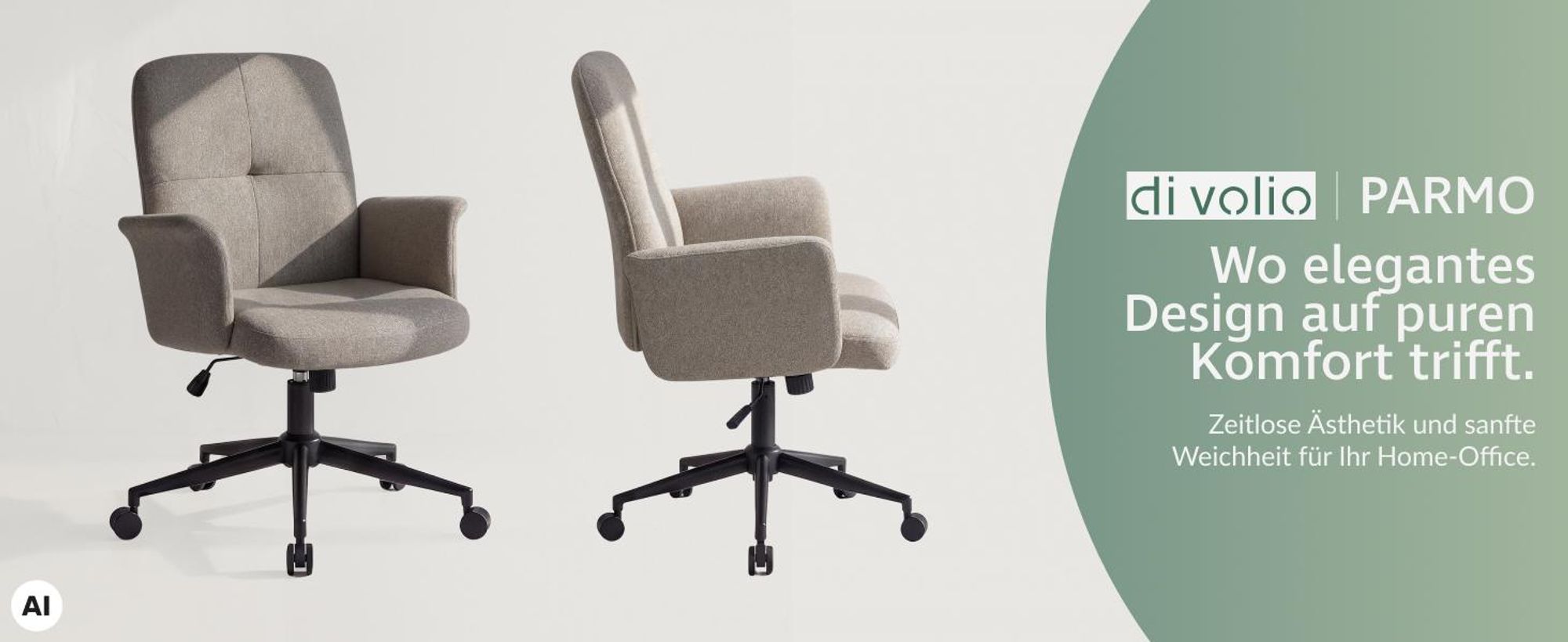 di volio Bürostuhl Parmo, Homeoffice Stuhl mit Rollen, Braun