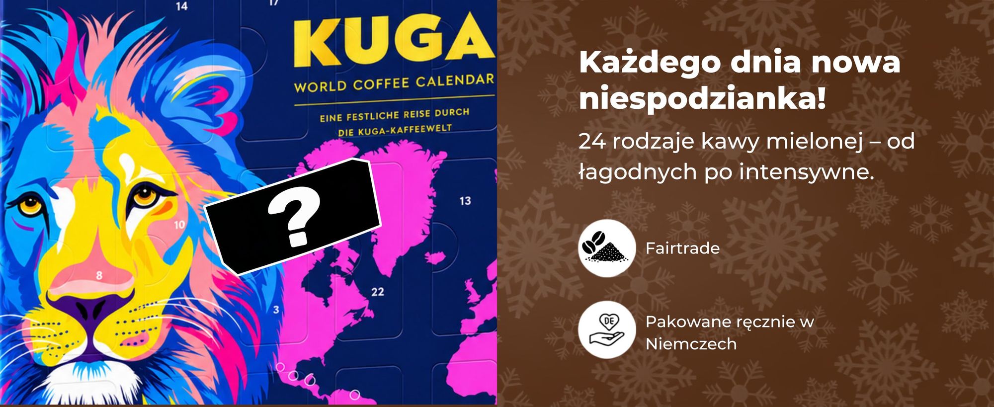 BOXILAND® kawa mielona kalendarz adwentowy 2026, 24 smaki, Fairtrade & bio