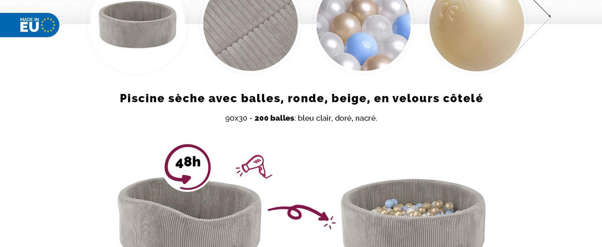 MISIOO Piscine à balles avec remplissage en mousse - 90x30cm - 200 balles pour piscine à balles - Balles de haute qualité pour piscine à balles pour enfants - Jouet doux et sûr