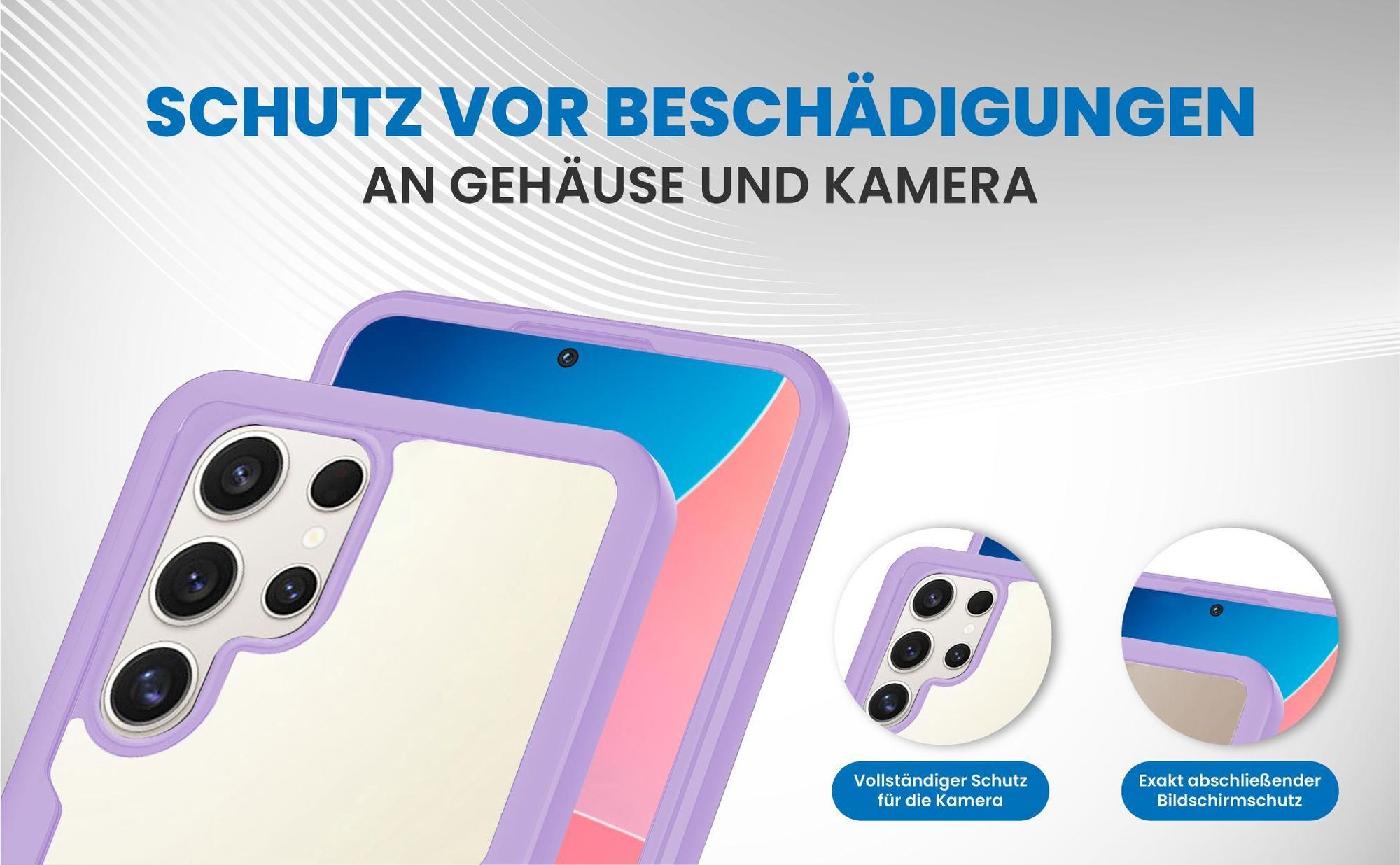Violette 360 Grad Handyhülle für Samsung Galaxy S25 Ultra Front und Backcover